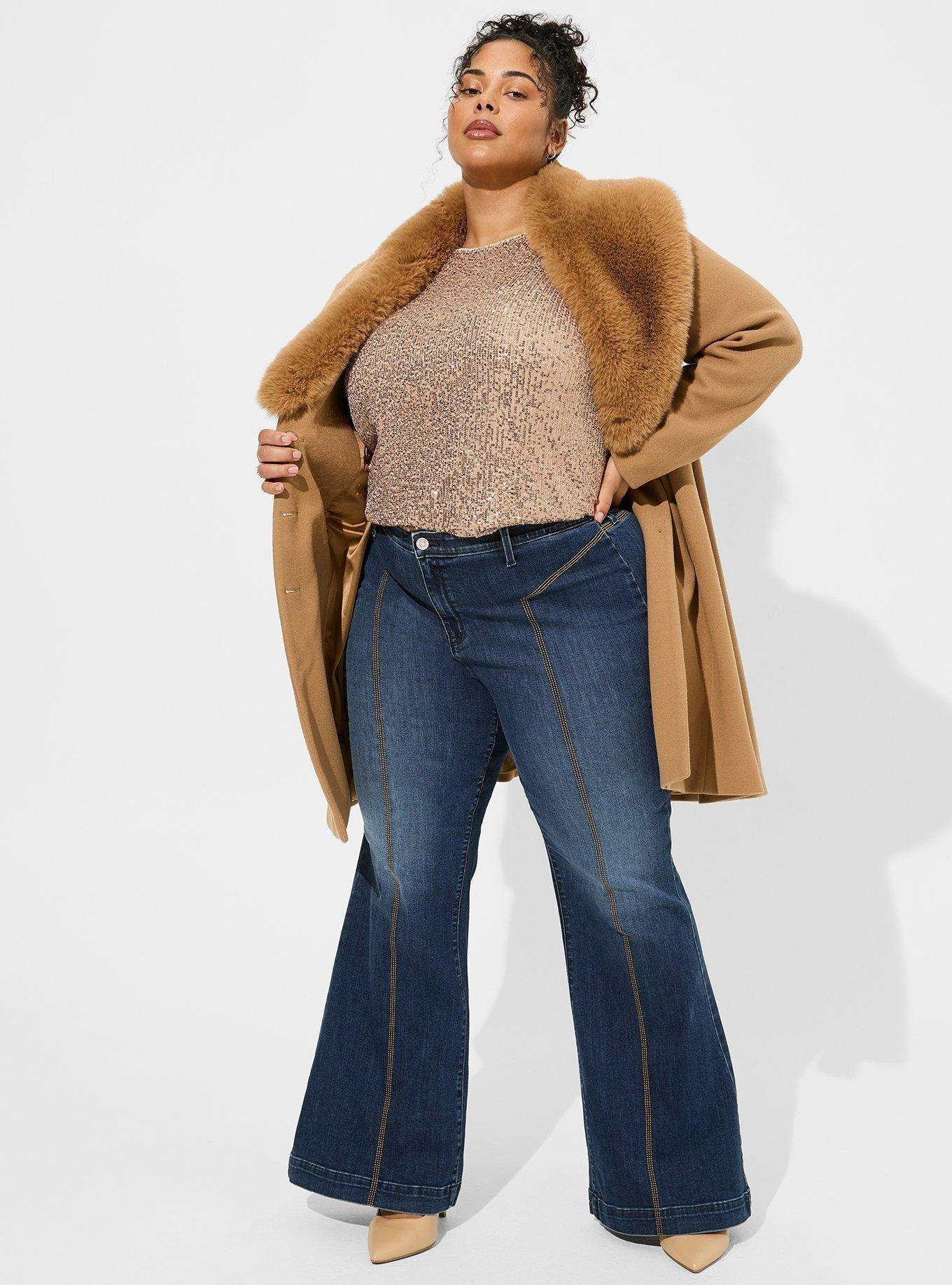 Plus Size Sequin Long Sleeve Blouse, GOLD, alternate