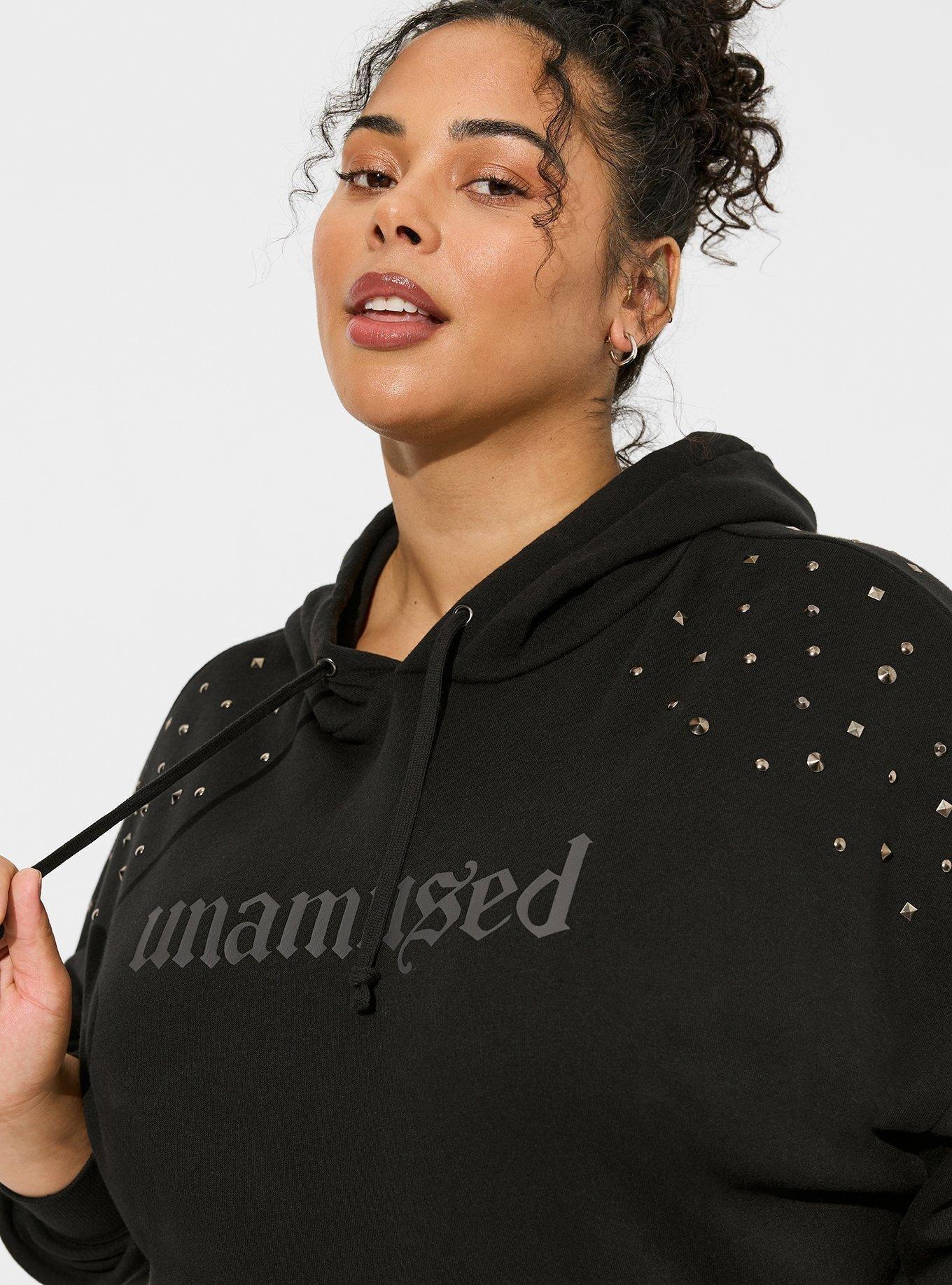 Unamused Relaxed Fit Cozy Fleece Studded Hoodie