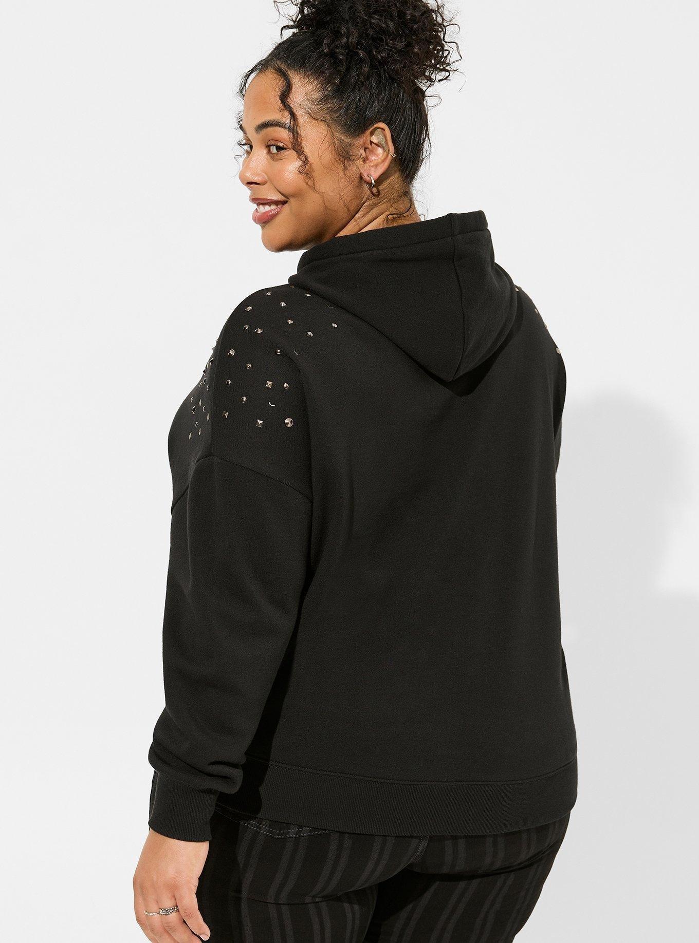 Plus Size - Unamused Relaxed Fit Cozy Fleece Studded Hoodie - Torrid