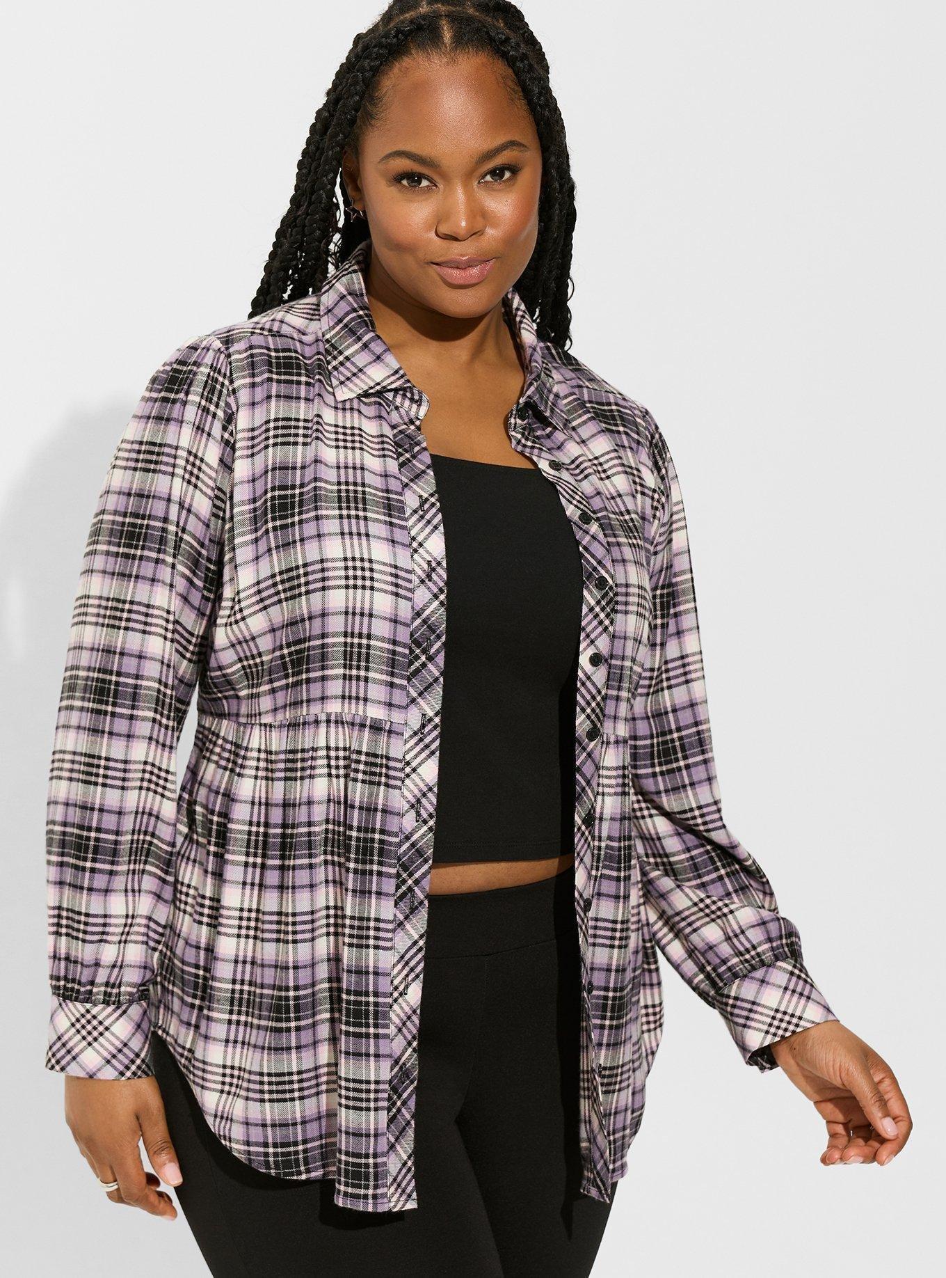 Softest Flannel Tie Back Button Up Tunic