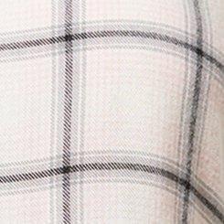 Brushed Acrylic Flannel Tie Back Button Up Tunic, PLAID - WHITE, swatch