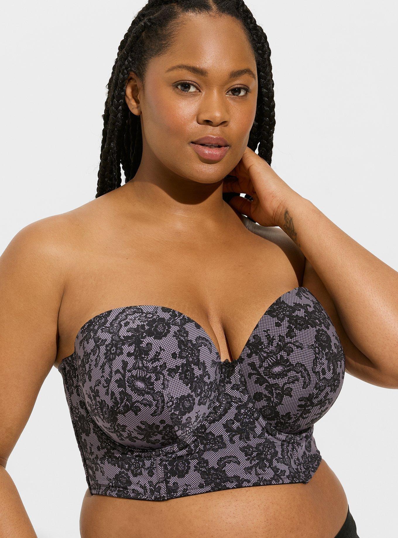 Strapless Push Up Longline Print Straight Back Bra