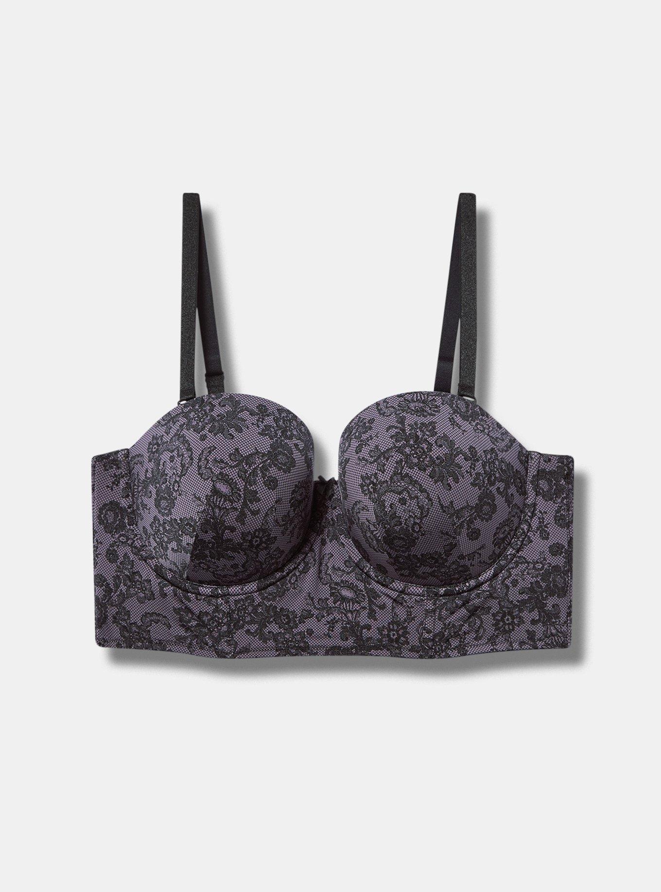 Plus Size - Strapless Push Up Longline Print Straight Back Bra