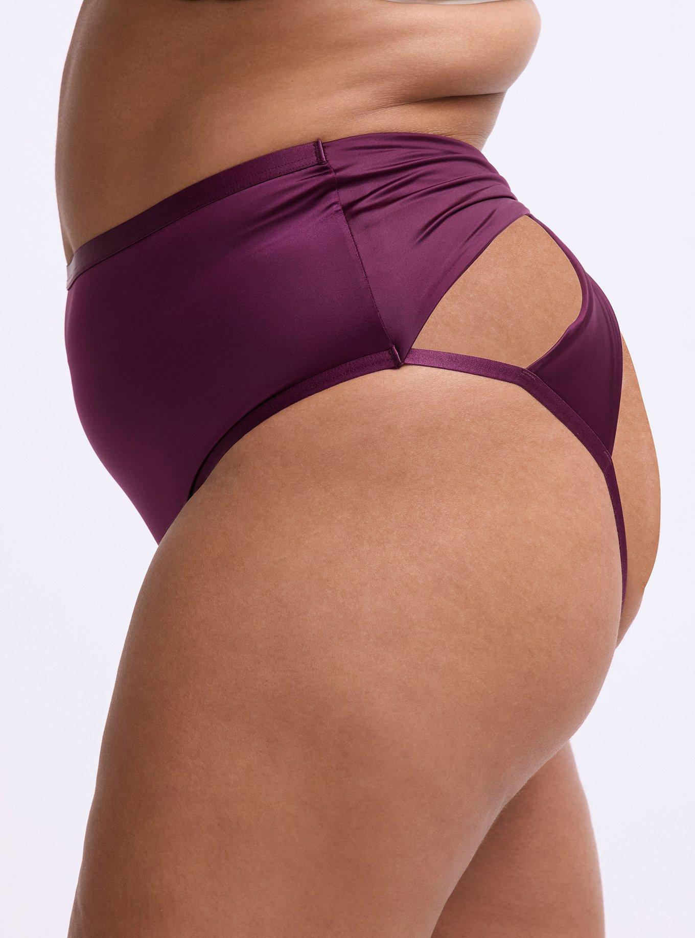 Shine Open Gusset Bow Panty, POTENT PURPLE, alternate