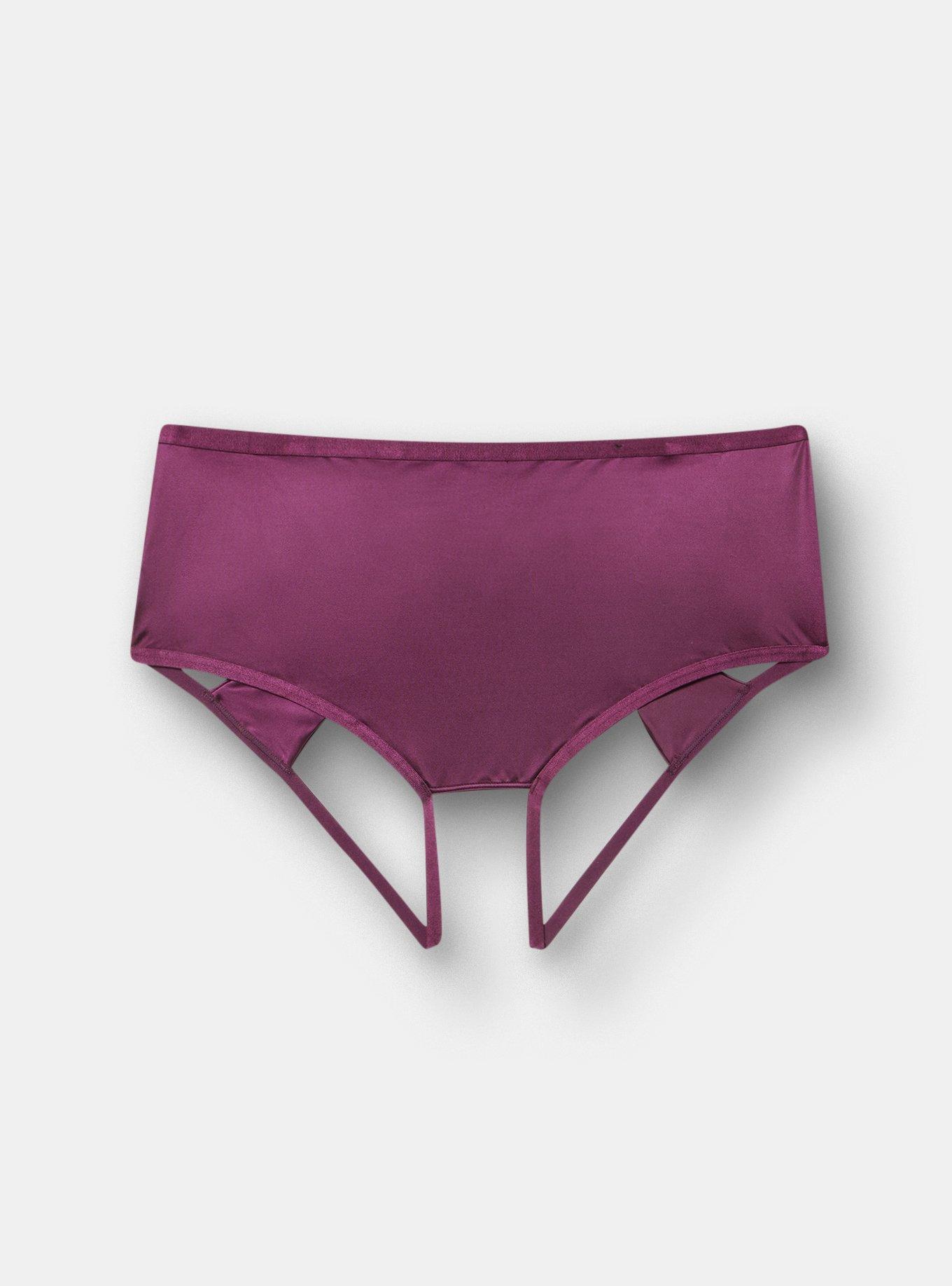 Shine Open Gusset Bow Panty, POTENT PURPLE, hi-res