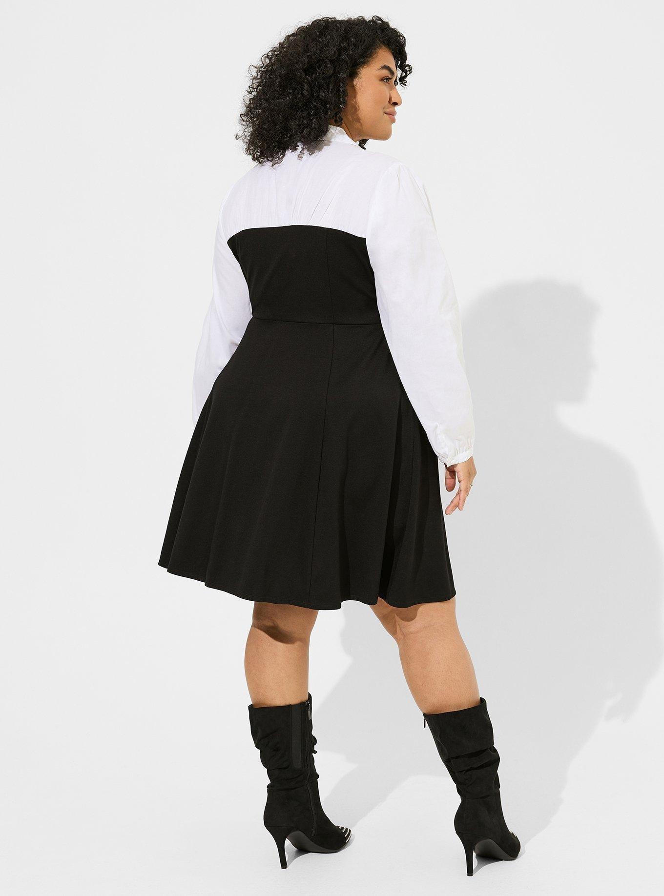 Plus Size - Mini Poplin Top Ponte Bustier Shirt Dress - Torrid