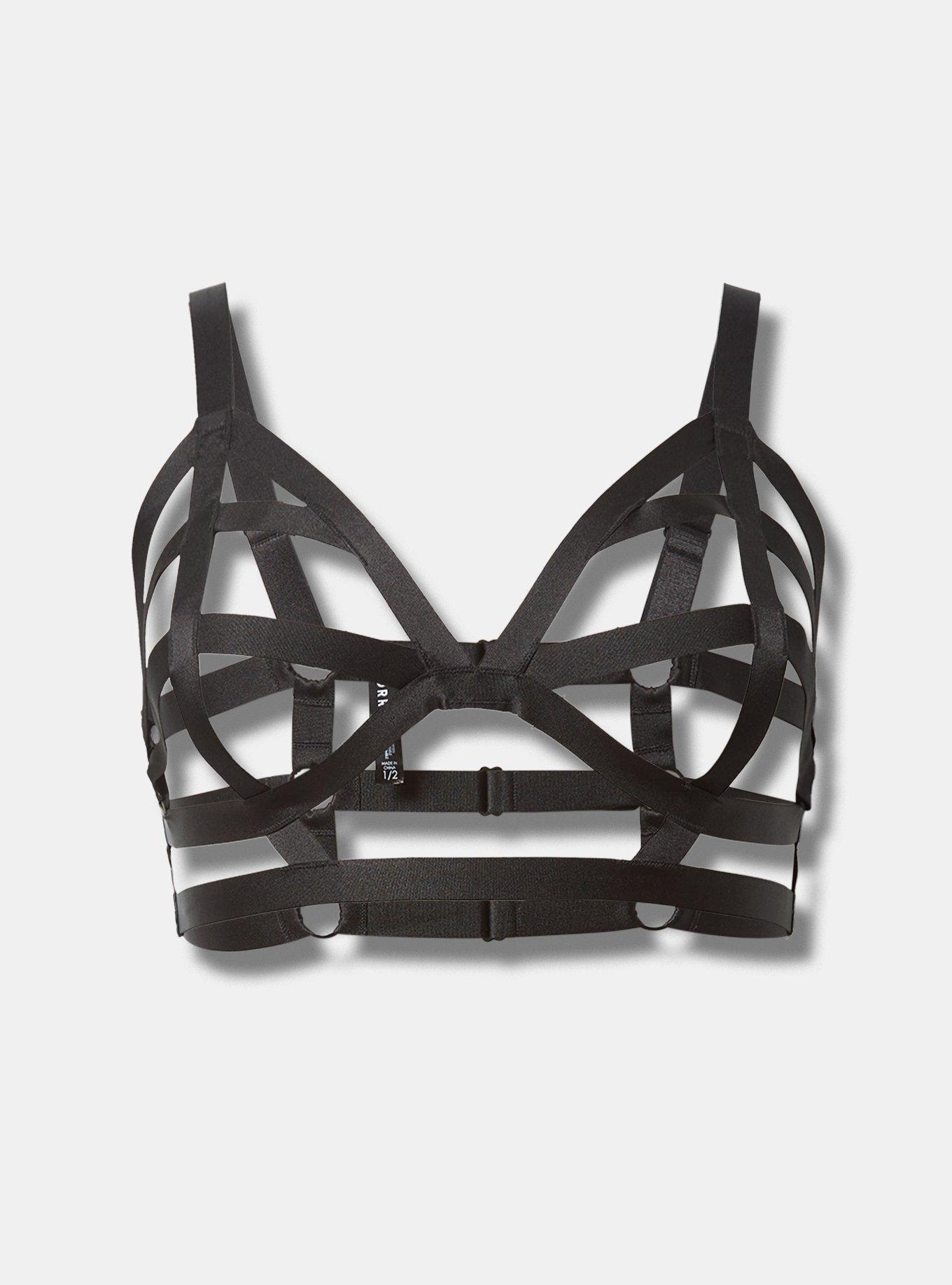 VICTORIAS SECRET LUXE LINGERIE UNLINED STRAPPY BALCONET BRA BLACK