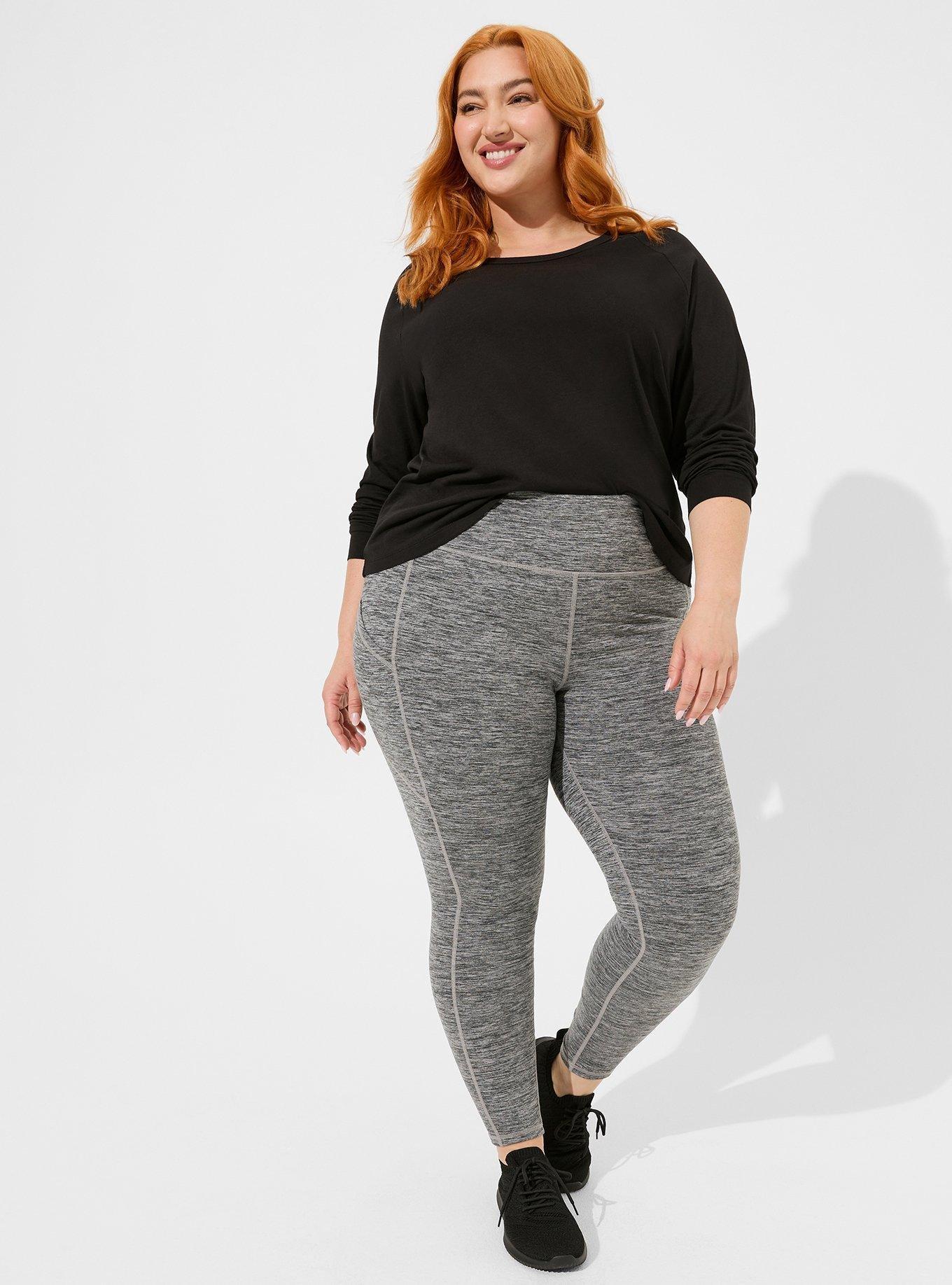 TORRID WOMEN'S BLACK GRAY SPACE-DYE POCKETS ACTIVE LEGGINGS PLUS