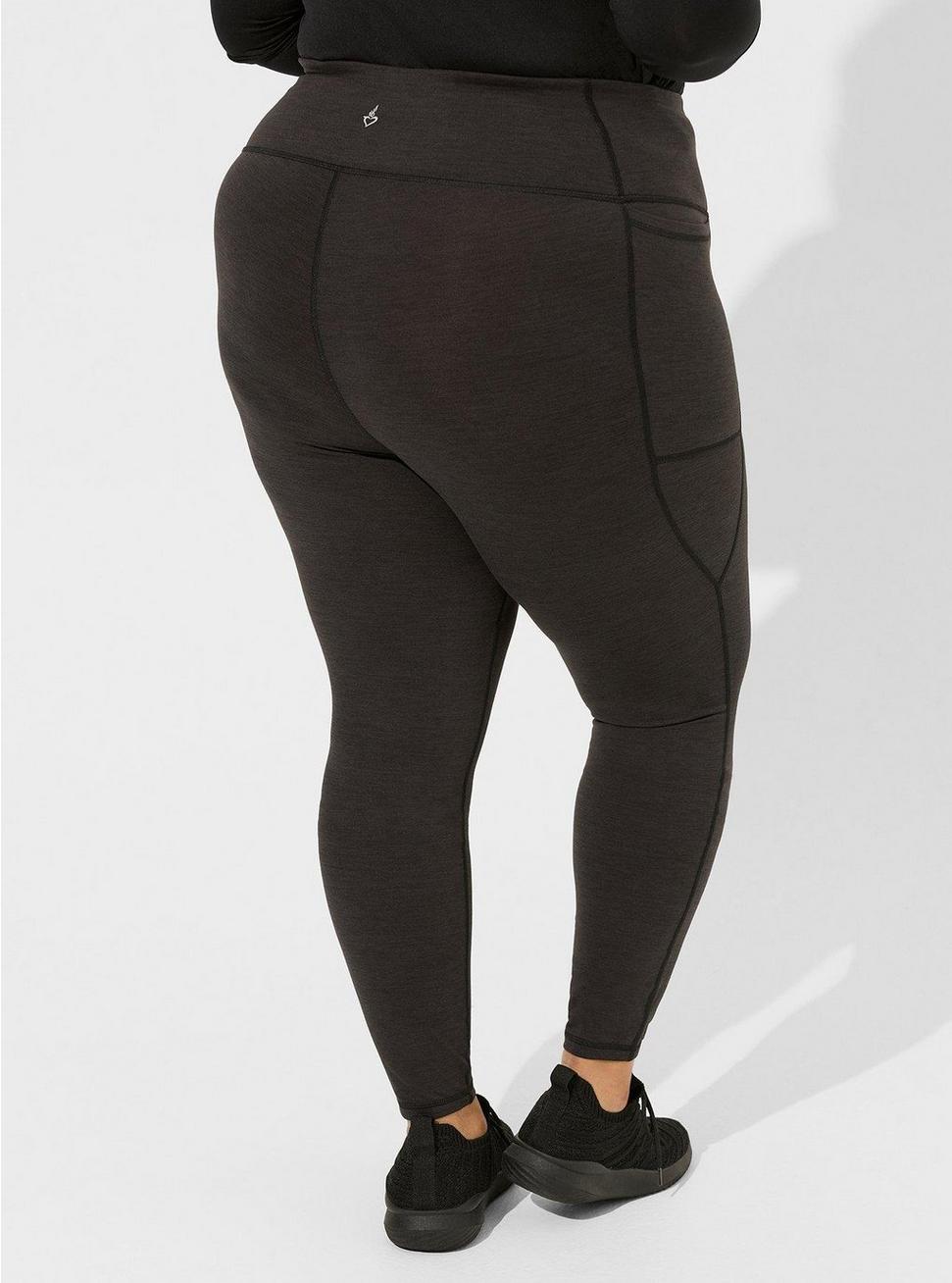 Plus Size Super Soft Performance Jersey Full Length Active Legging with Side Pockets, DEEP BLACK SPACE DYE, alternate