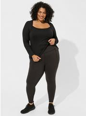 Plus Size Super Soft Performance Jersey Full Length Active Legging with Side Pockets, DEEP BLACK SPACE DYE, hi-res