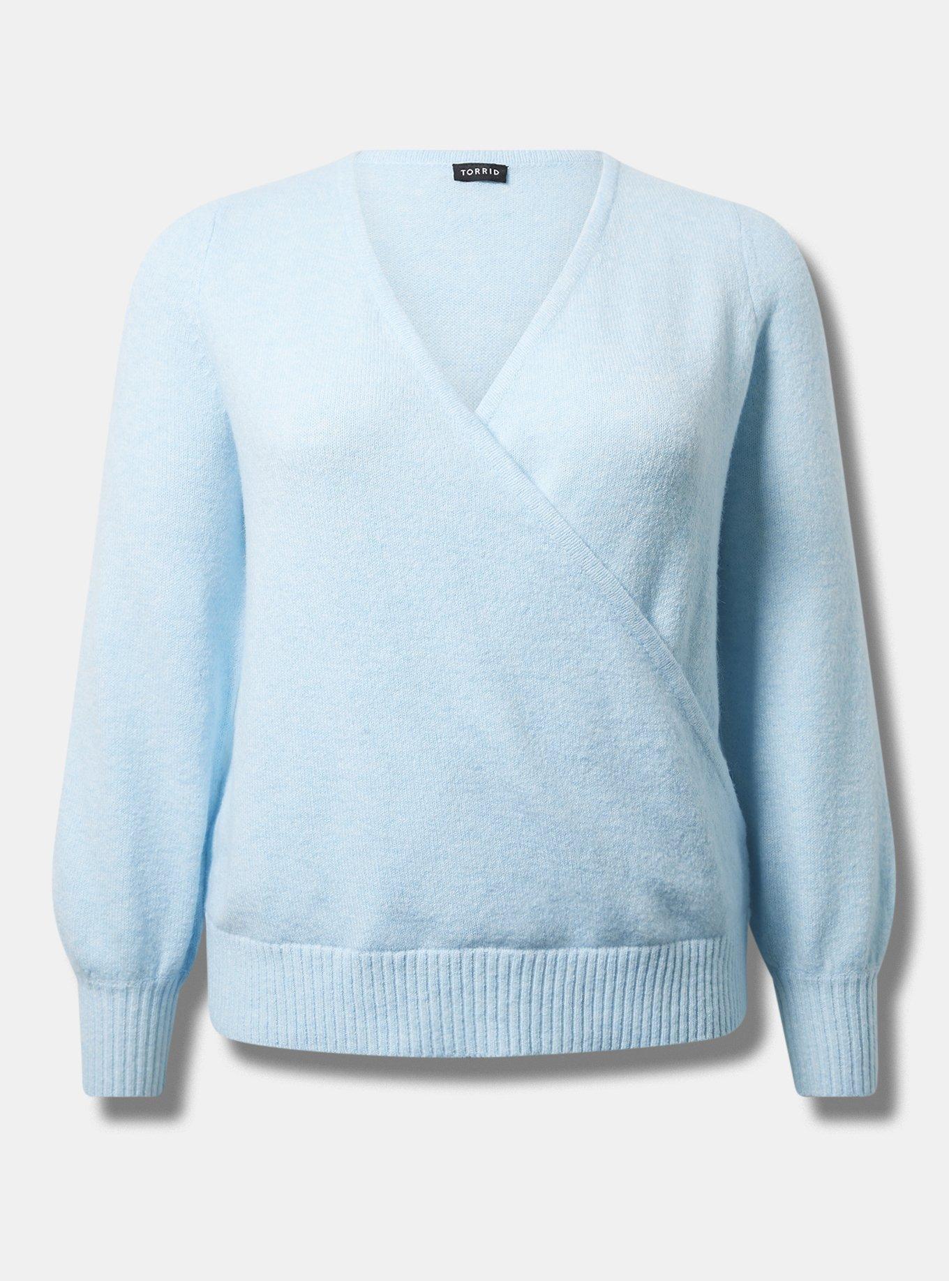 Vegan Cashmere Pullover Surplice Sweater