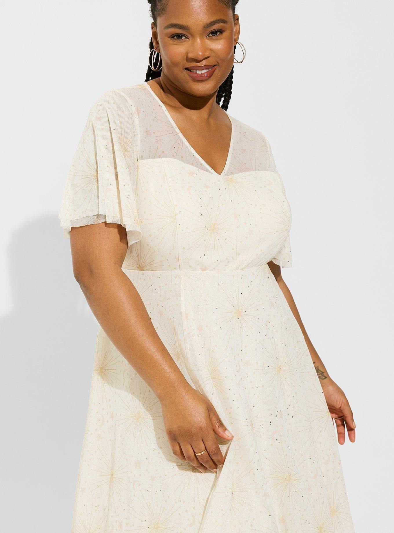 Flutter sleeve dress sale plus size