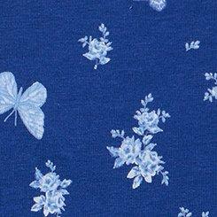 Comfort Elastic Cotton Mid-Rise Thong Panty, COQUETTE FLORAL BELLWETHER BLUE, swatch