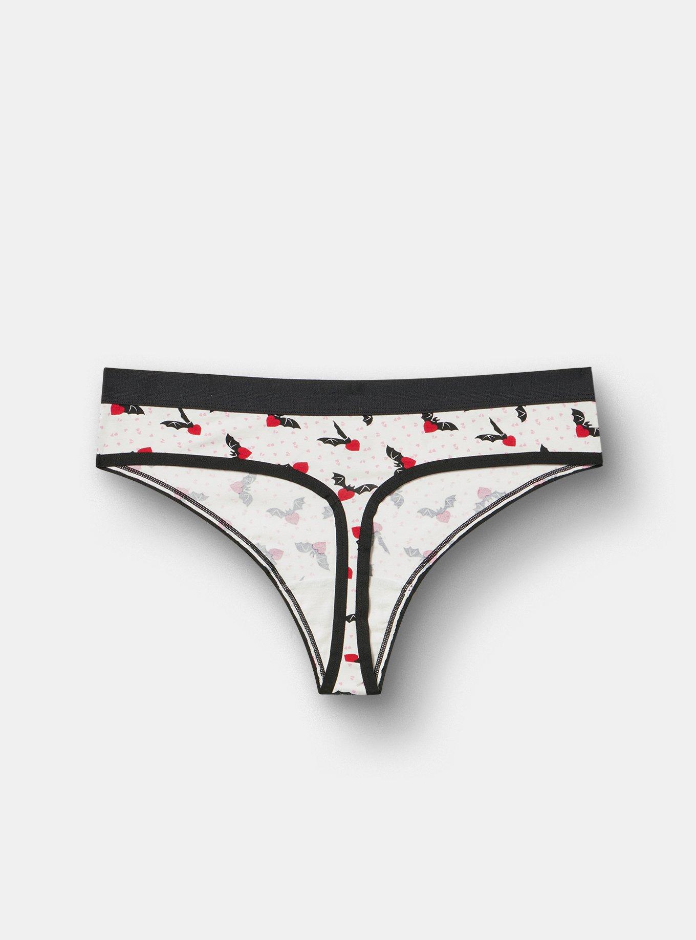 Comfort Elastic Cotton Mid-Rise Thong, HEART BATS CLOUD DANCER, alternate