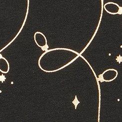 Plus Size Comfort Elastic Cotton Mid-Rise Thong Panty, LIT UP RICH BLACK GOLD FOIL, swatch