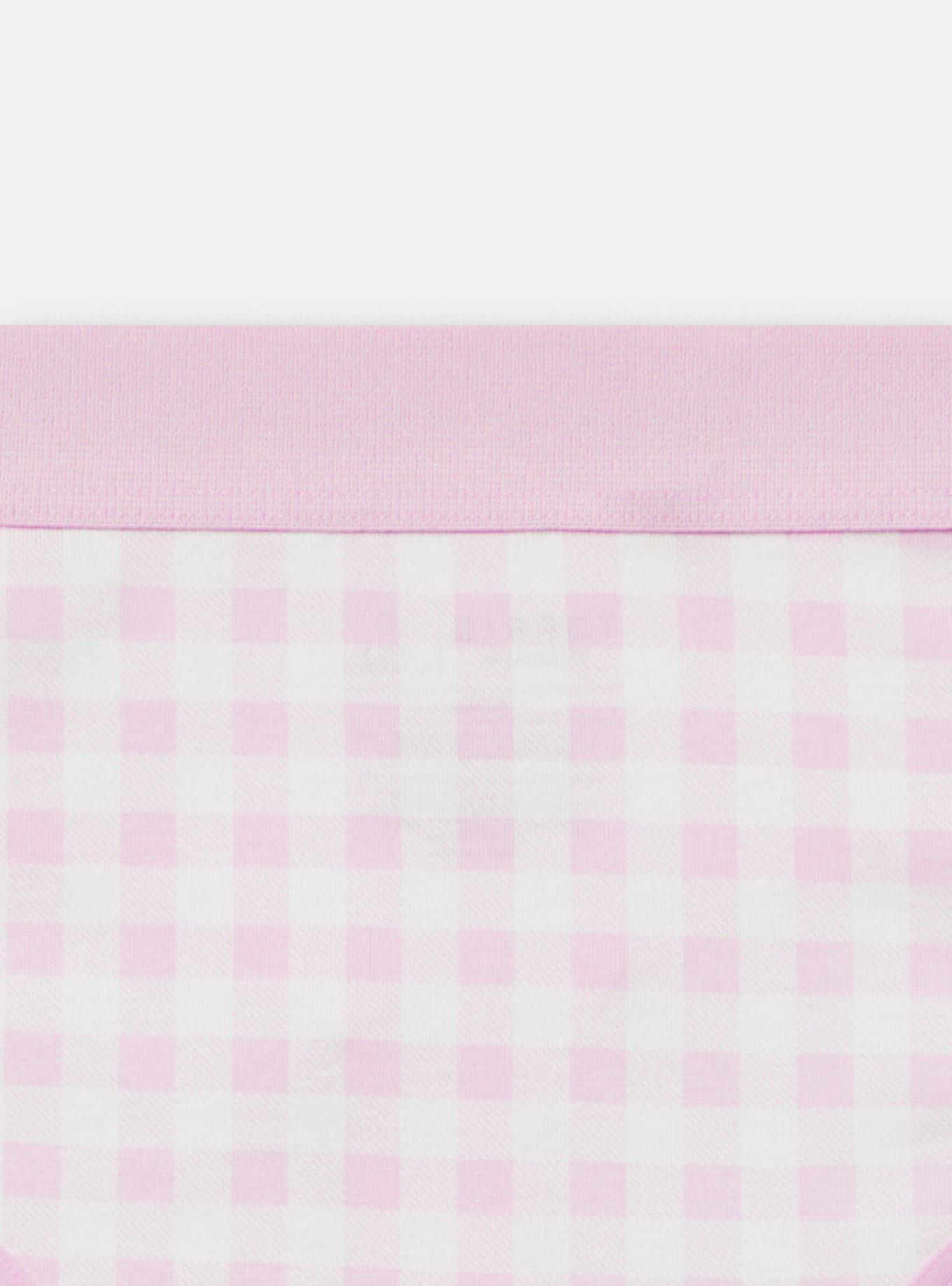 Comfort Elastic Cotton Mid-Rise Thong, LOVELY GINGHAM PINK, alternate