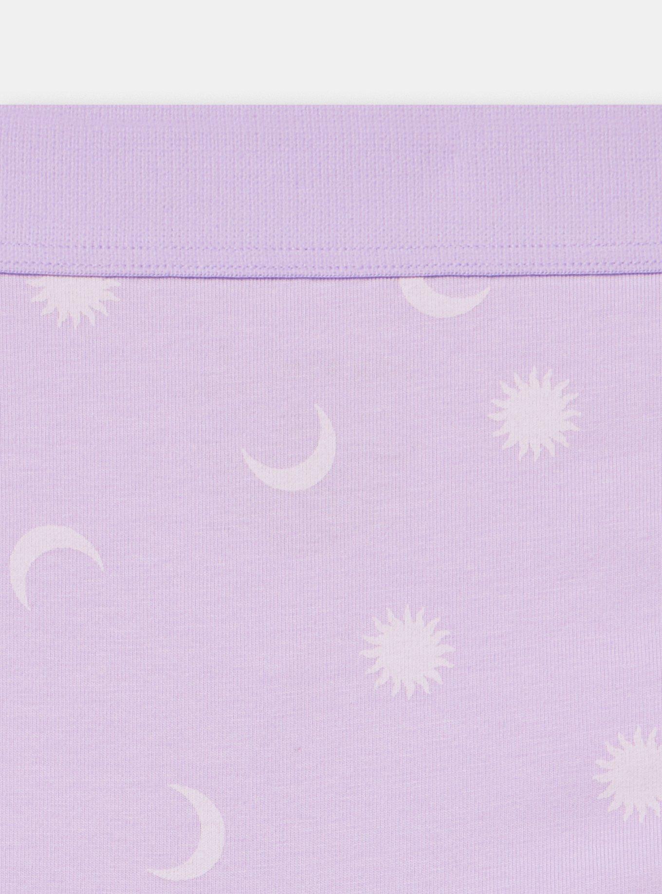 Comfort Elastic Cotton Mid-Rise Thong, PICKED STARS PURPLE, alternate