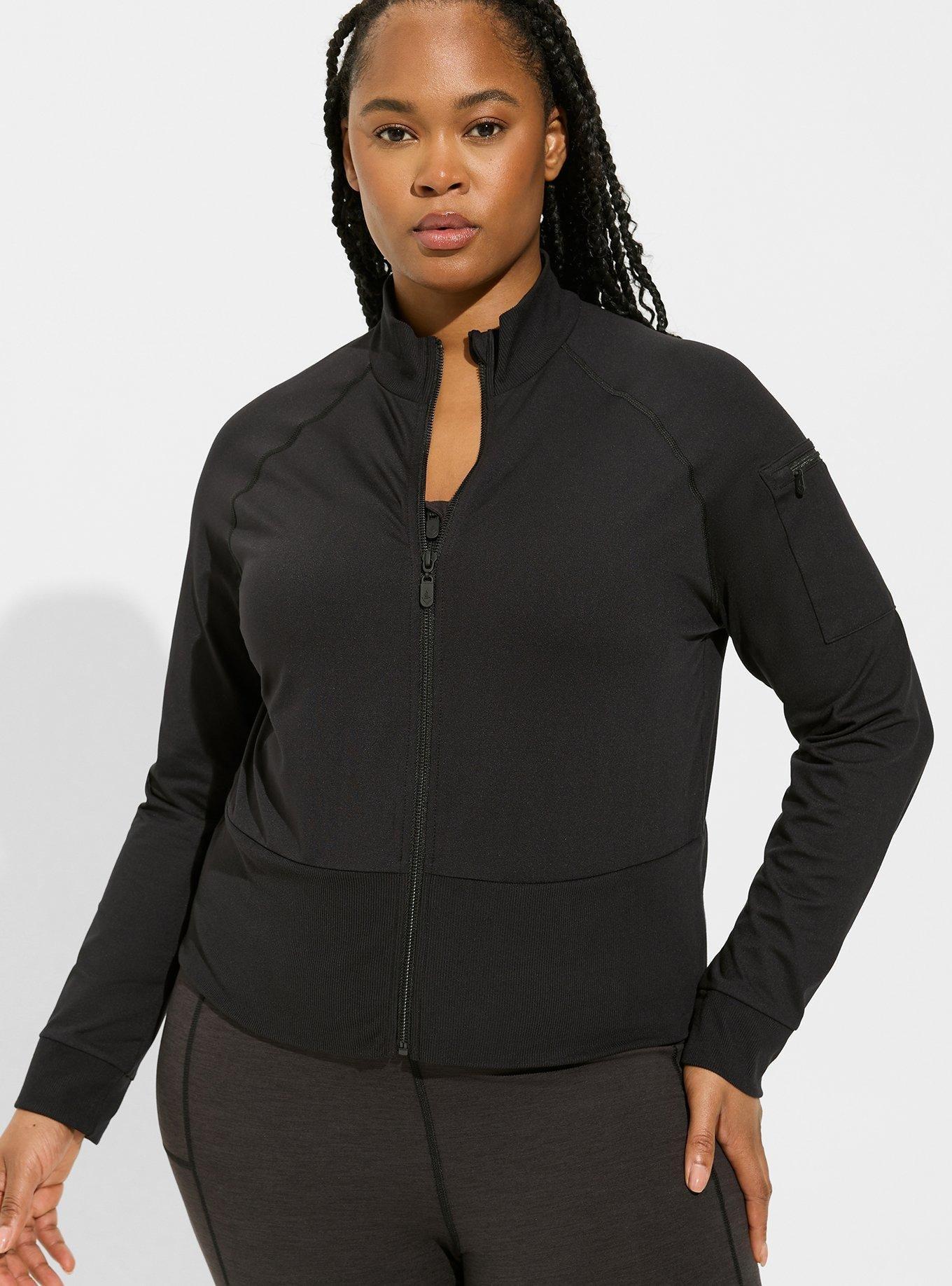 Plus Size - Super Soft Performance Jersey Funnel Neck Zip Jacket - Torrid