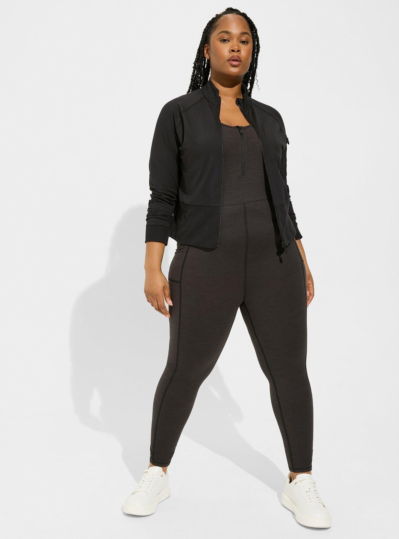 Plus Size - Super Soft Performance Jersey Funnel Neck Zip Jacket - Torrid