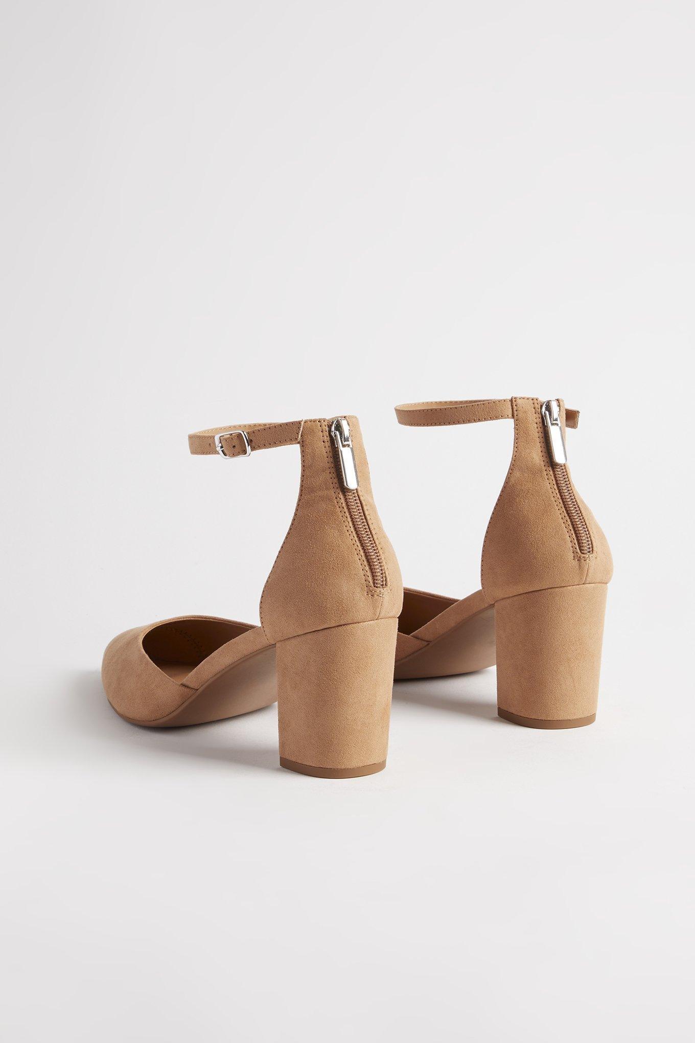 pointed toe block heels with ankle strap