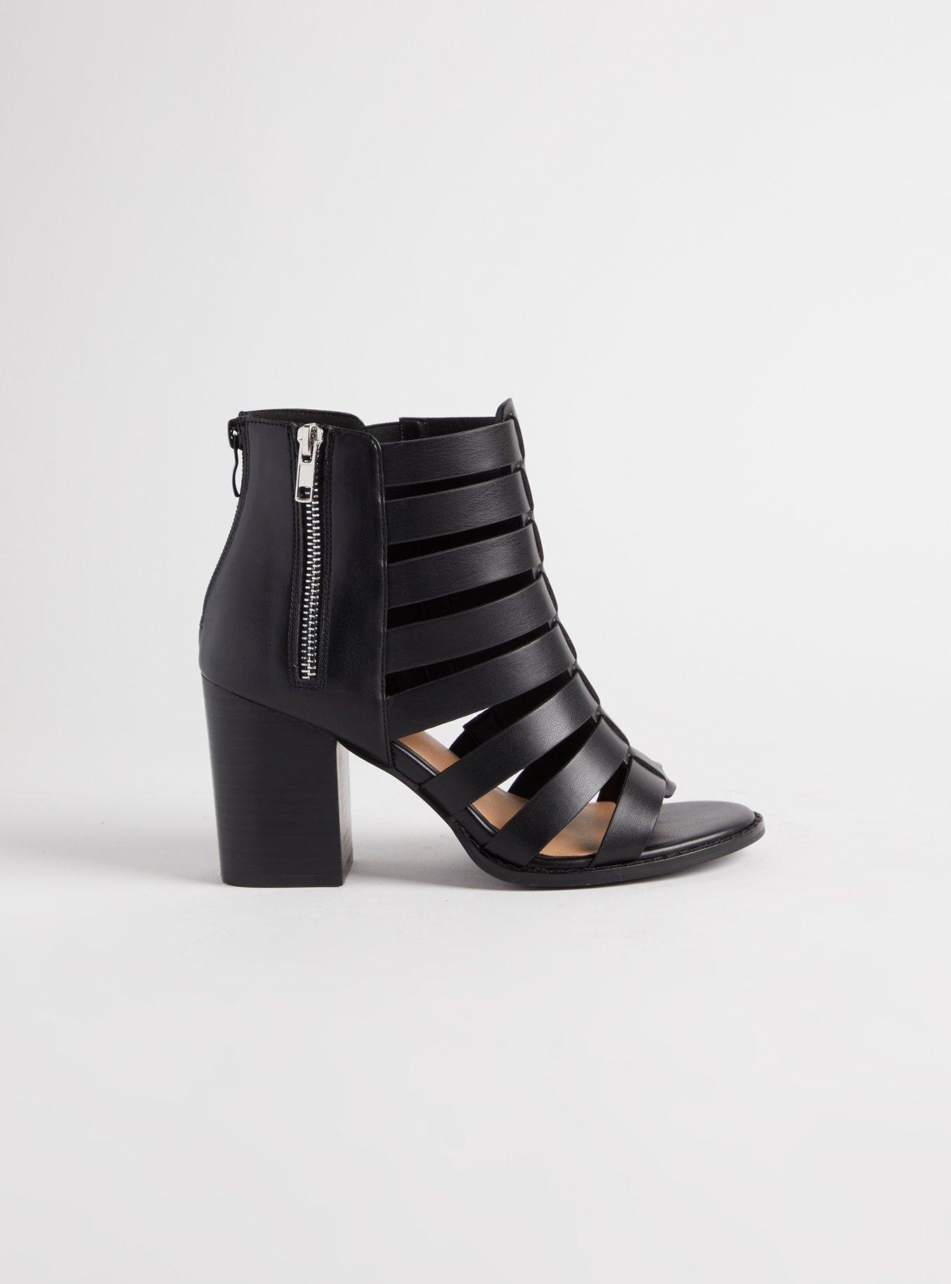 Side Zip Caged Block Heel (WW