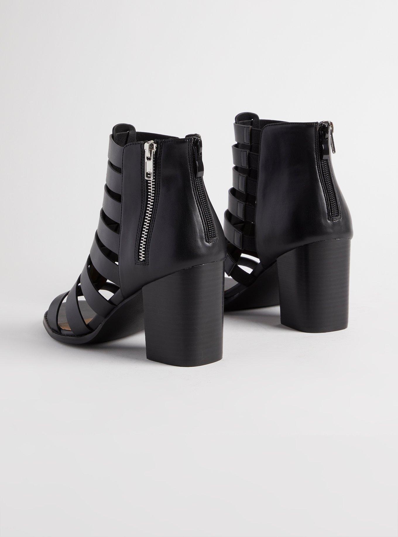 Black caged outlet block heels