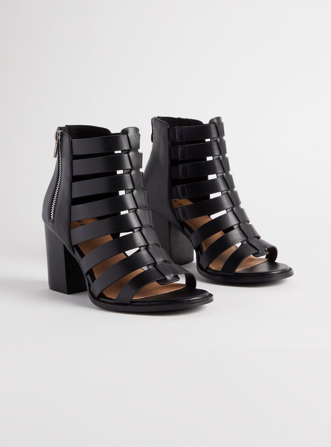 Side Zip Caged Block Heel (WW