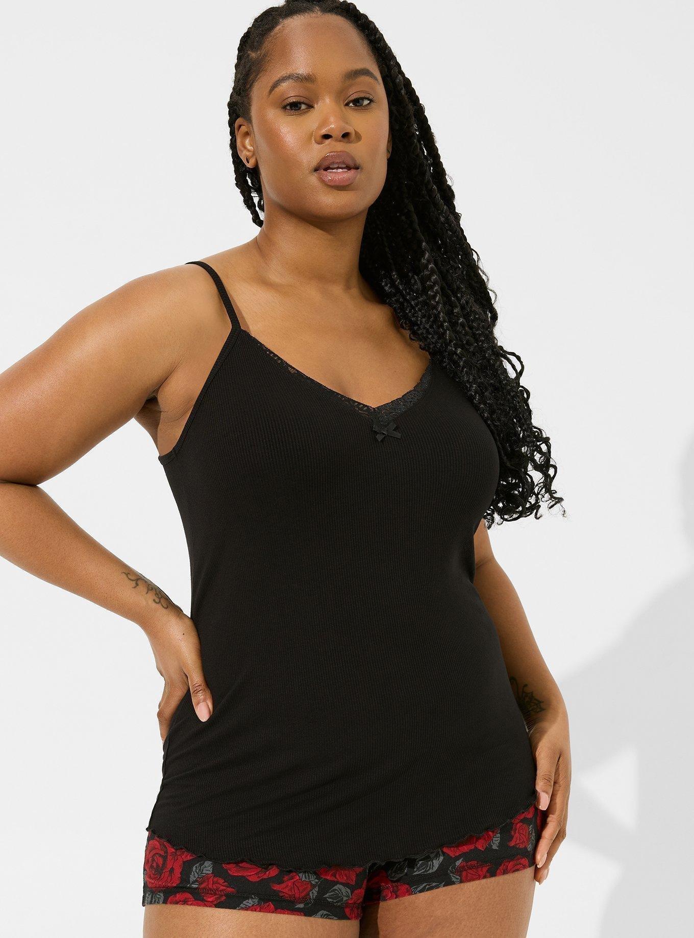 Plus Size - Lace Trim Sleep Dress - Super Soft Black - Torrid