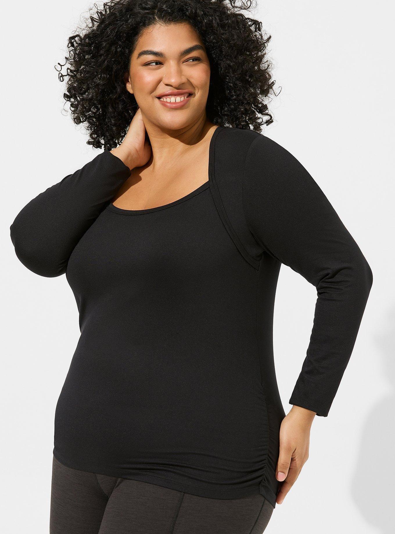 Plus Size - Super Soft Performance Jersey Wrap Sleeve Active Top