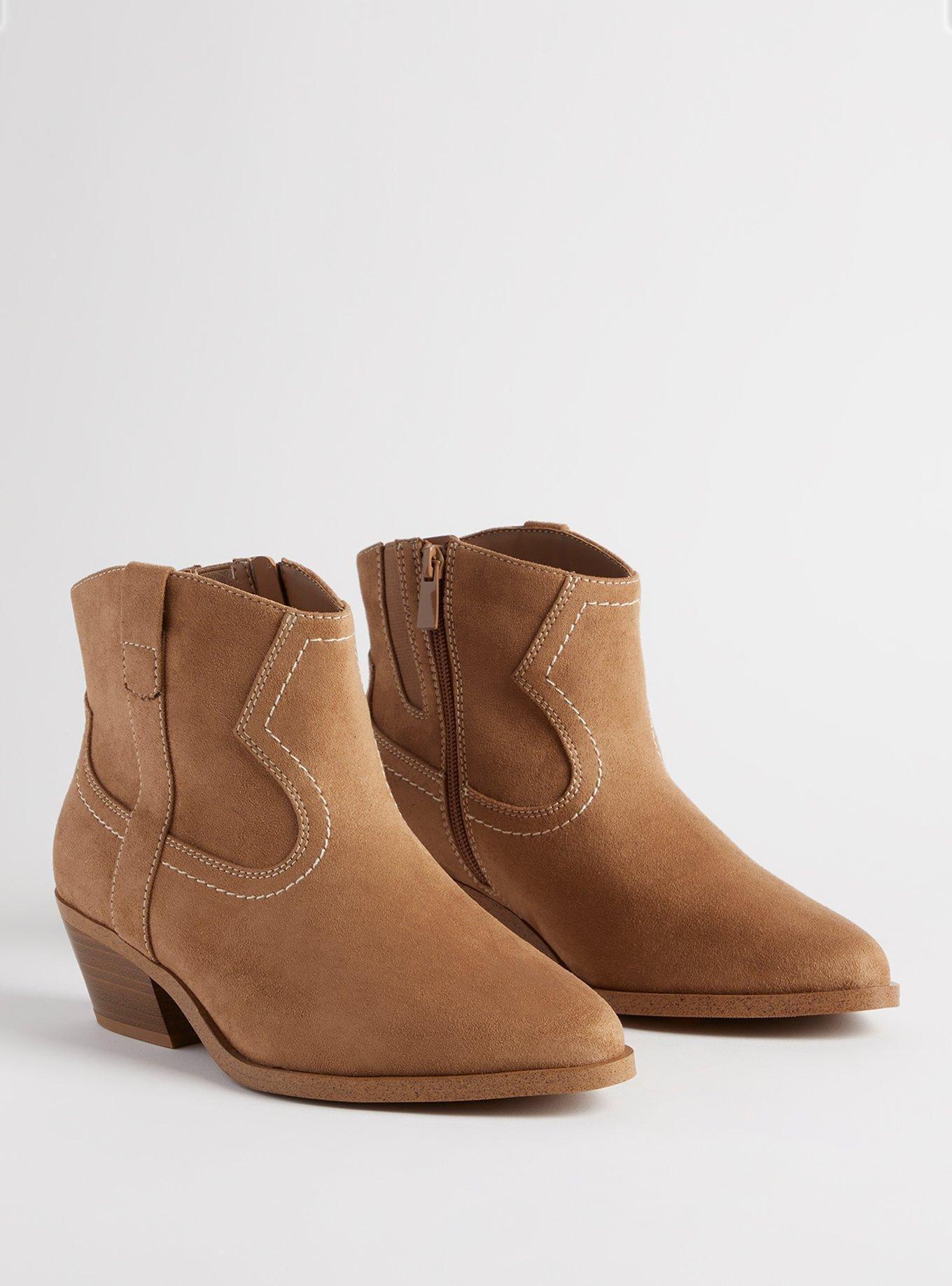 Ladies wide fit tan ankle outlet boots