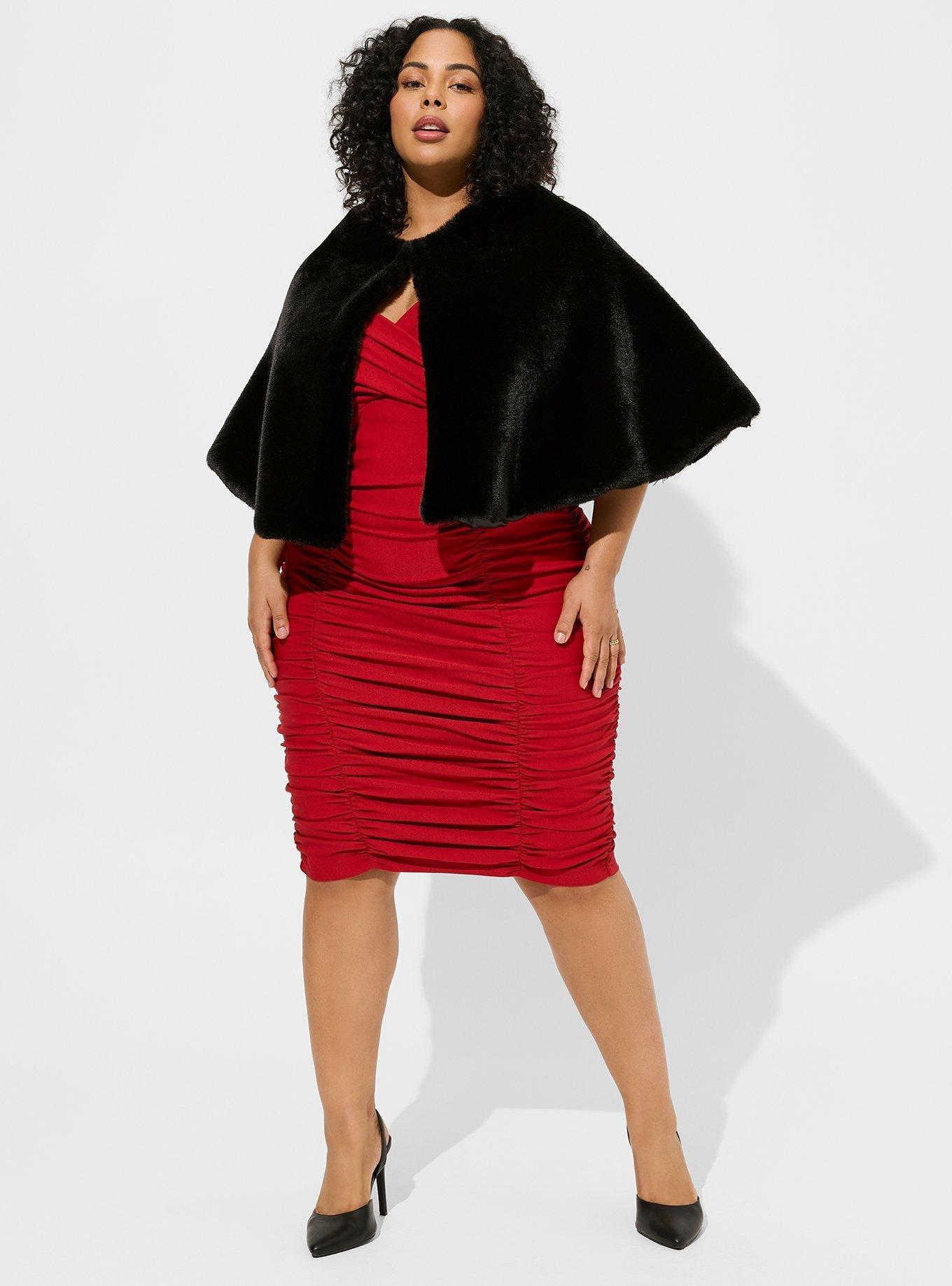 Plus size cheap faux fur cape