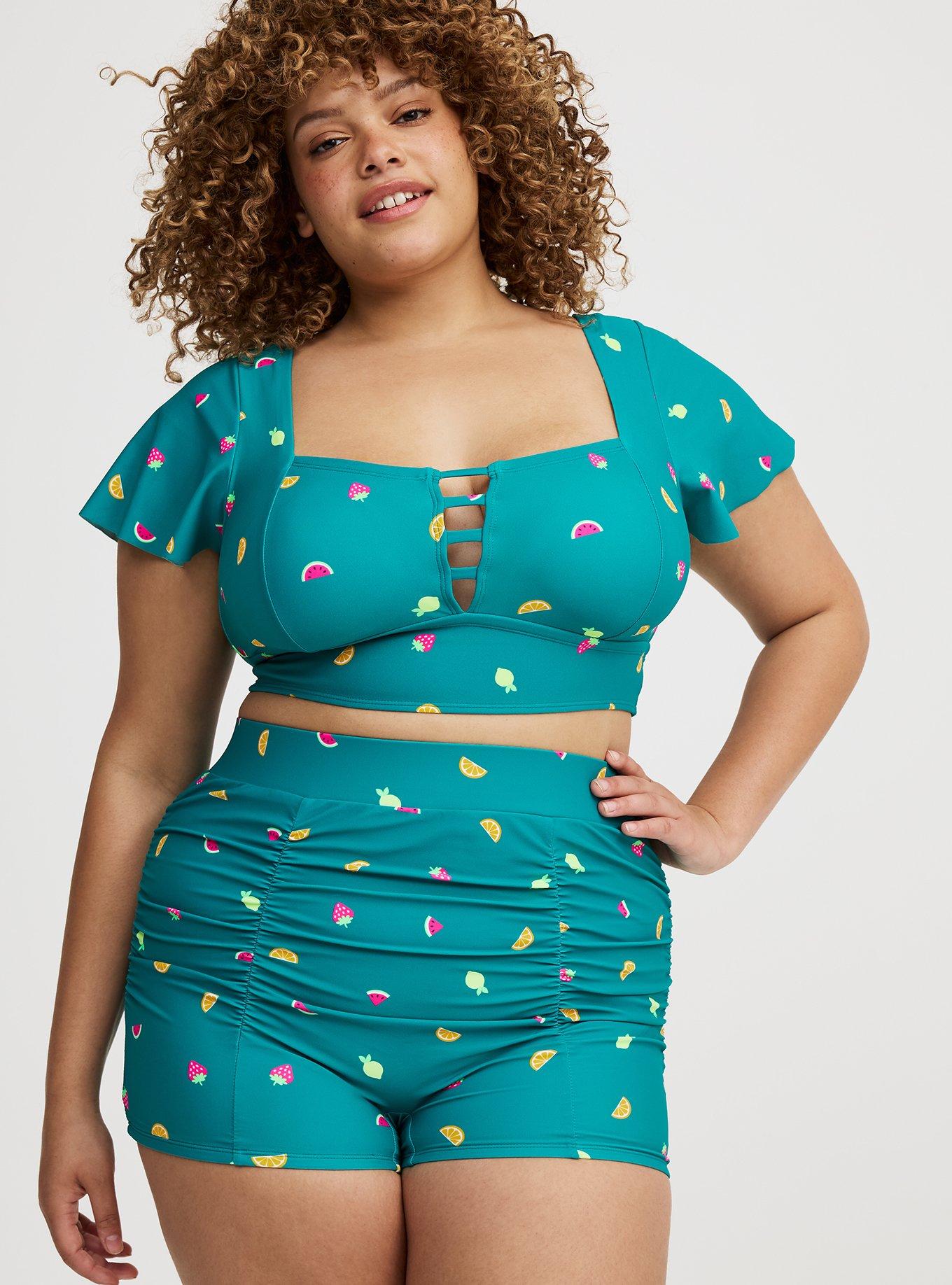Wire-Free Flutter-Sleeve Swim Top
