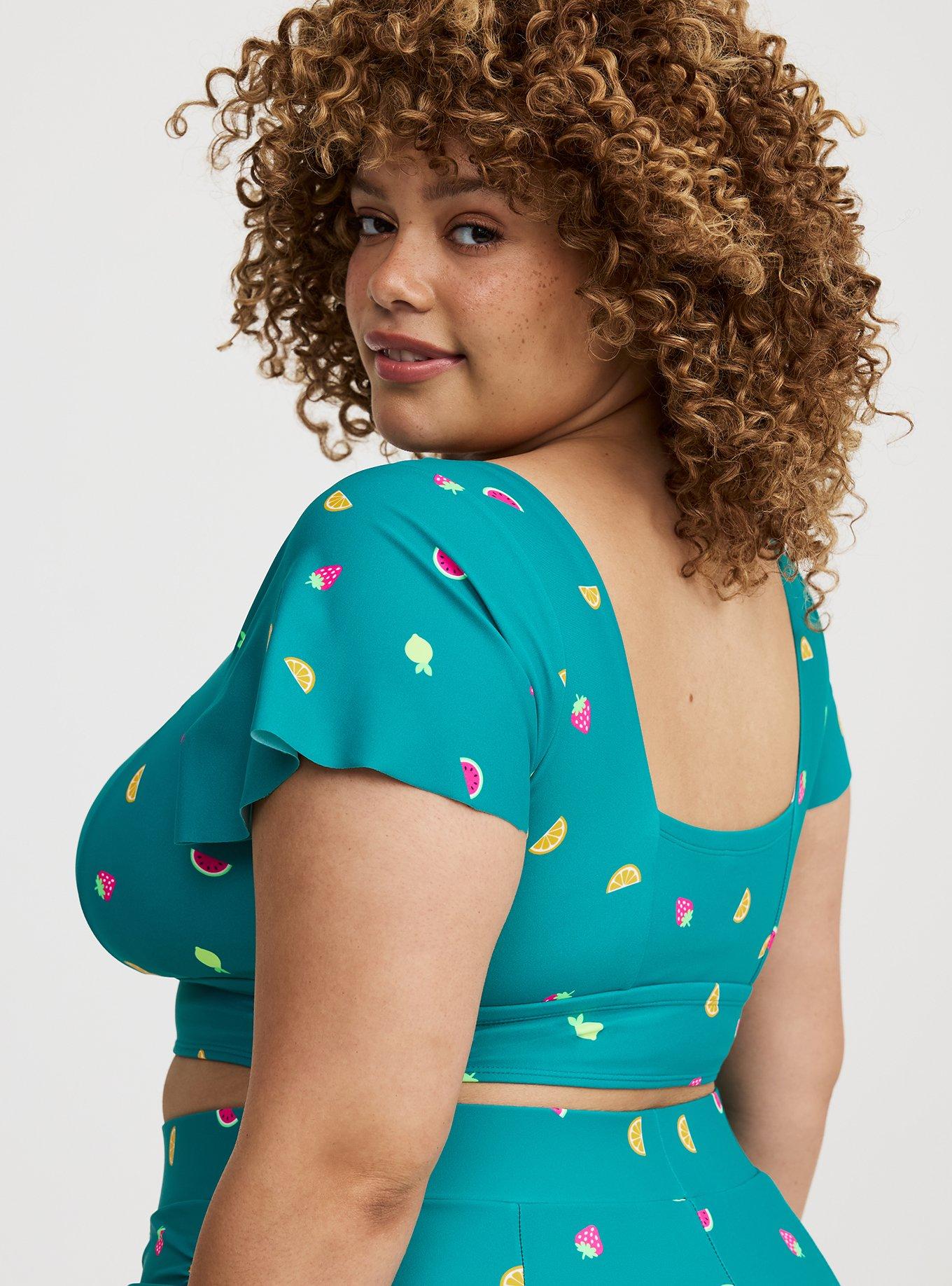 Wire-Free Flutter-Sleeve Swim Top