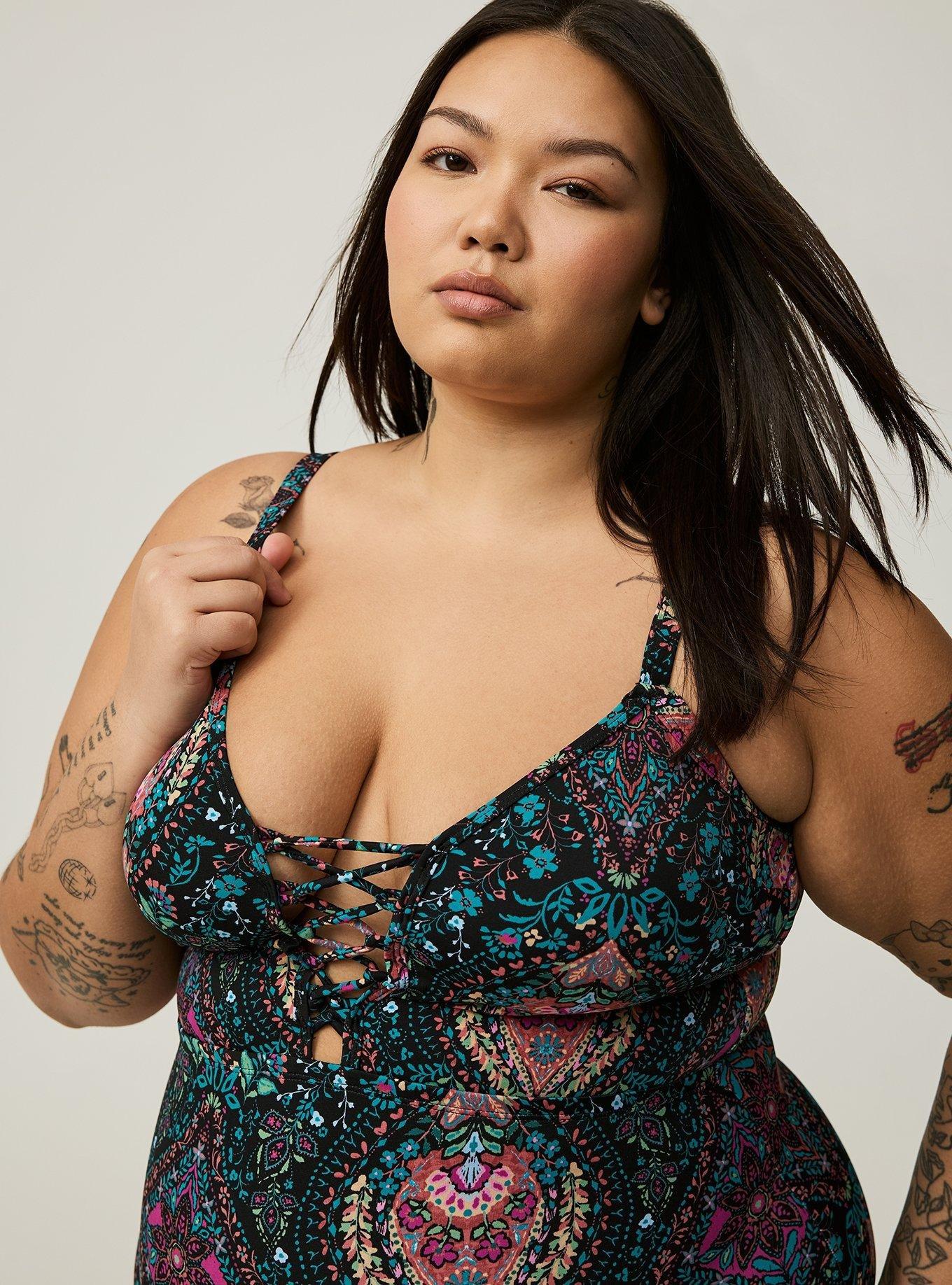 Wireless Plunge One-Piece Swimsuit