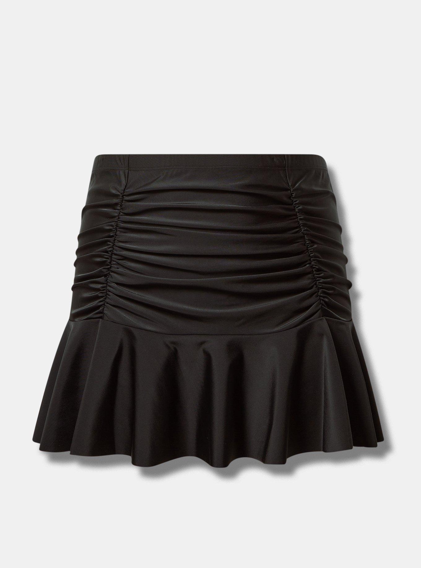 Plus Size - High Rise Ruched Flare Skirt With Brief - Torrid