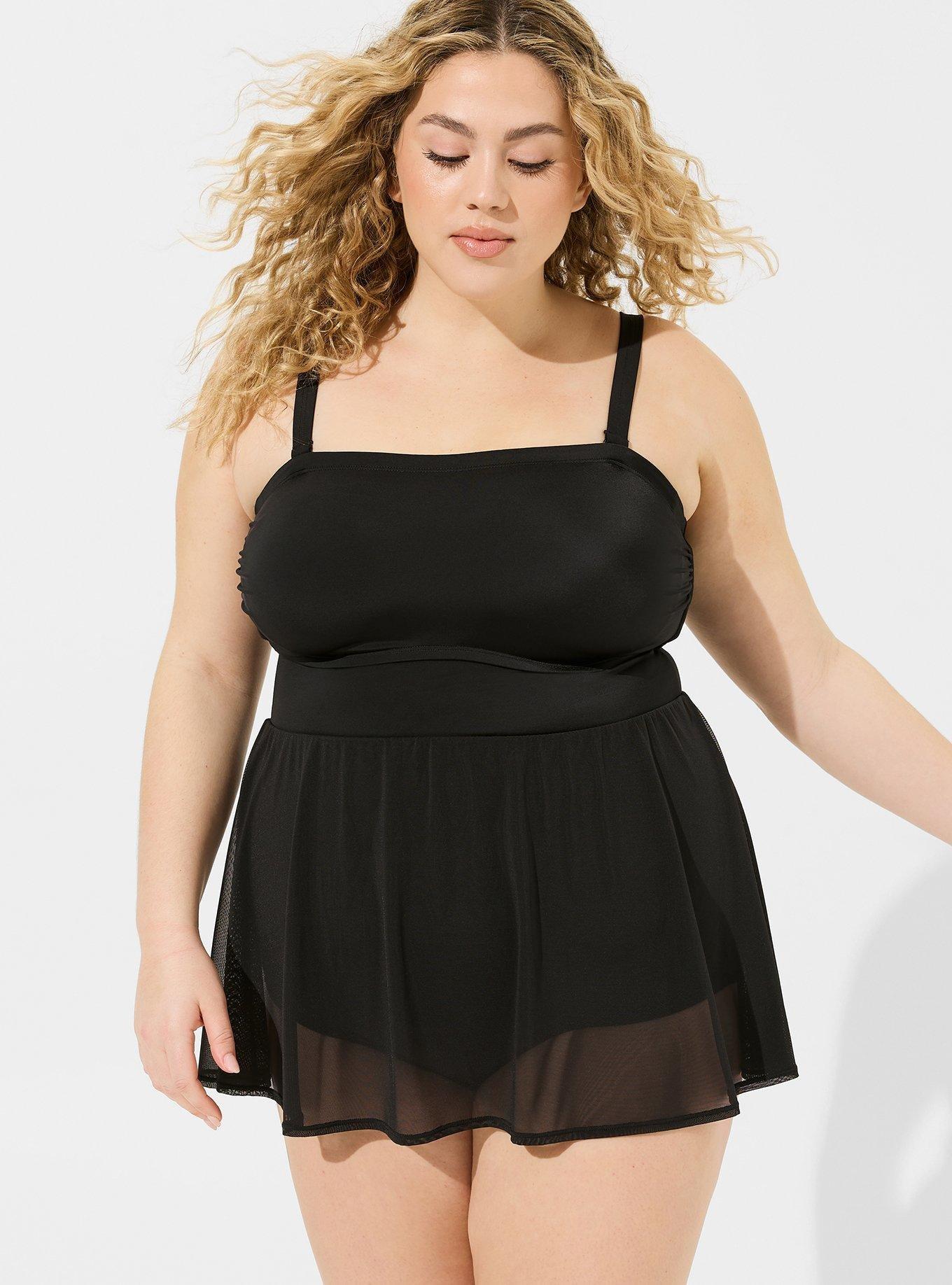 Plus Size - Wireless Mid Strapless Swim Dress With Brief - Torrid