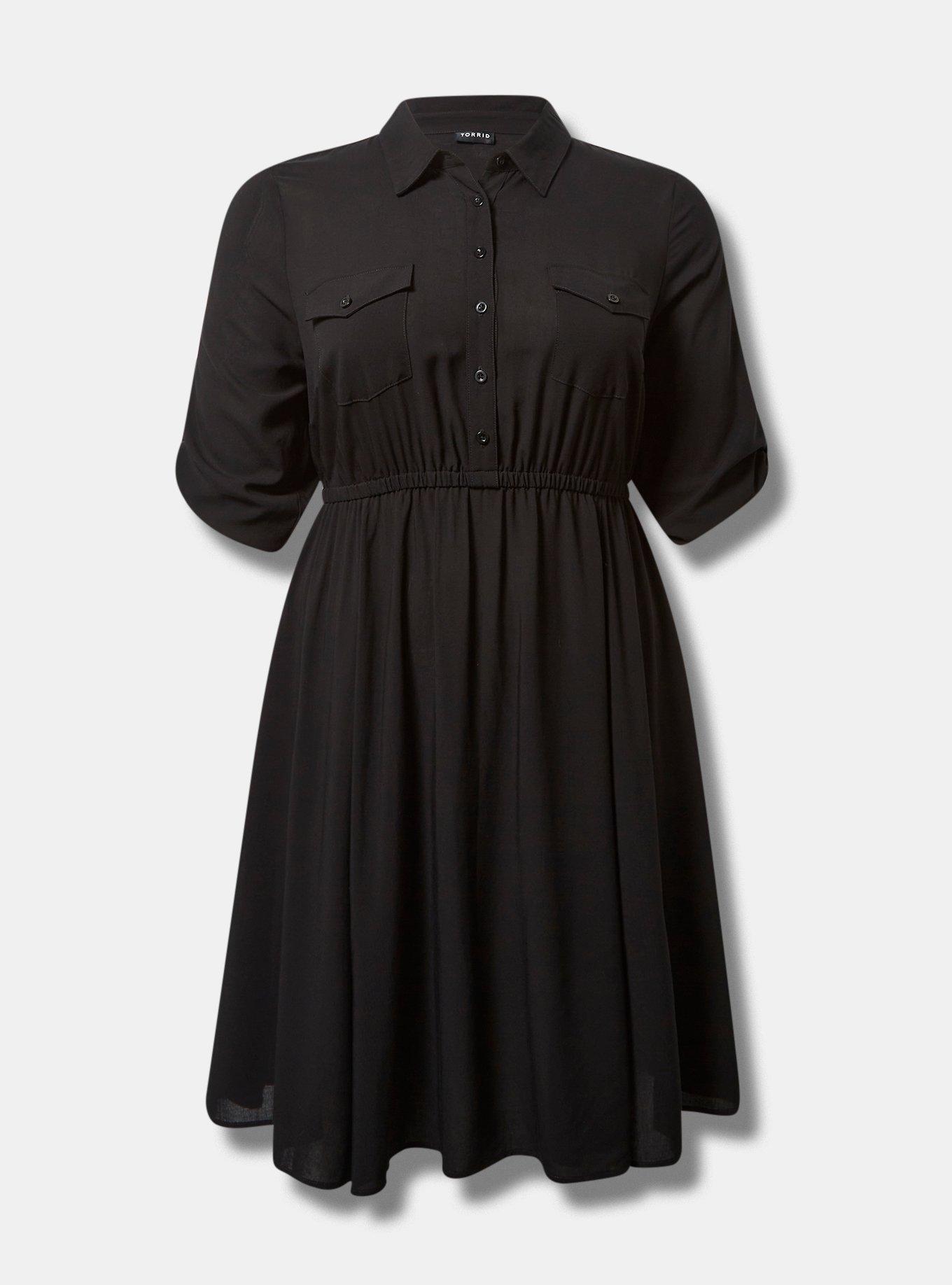 Plus Size - Mini Challis Waist Tie Shirt Dress - Torrid