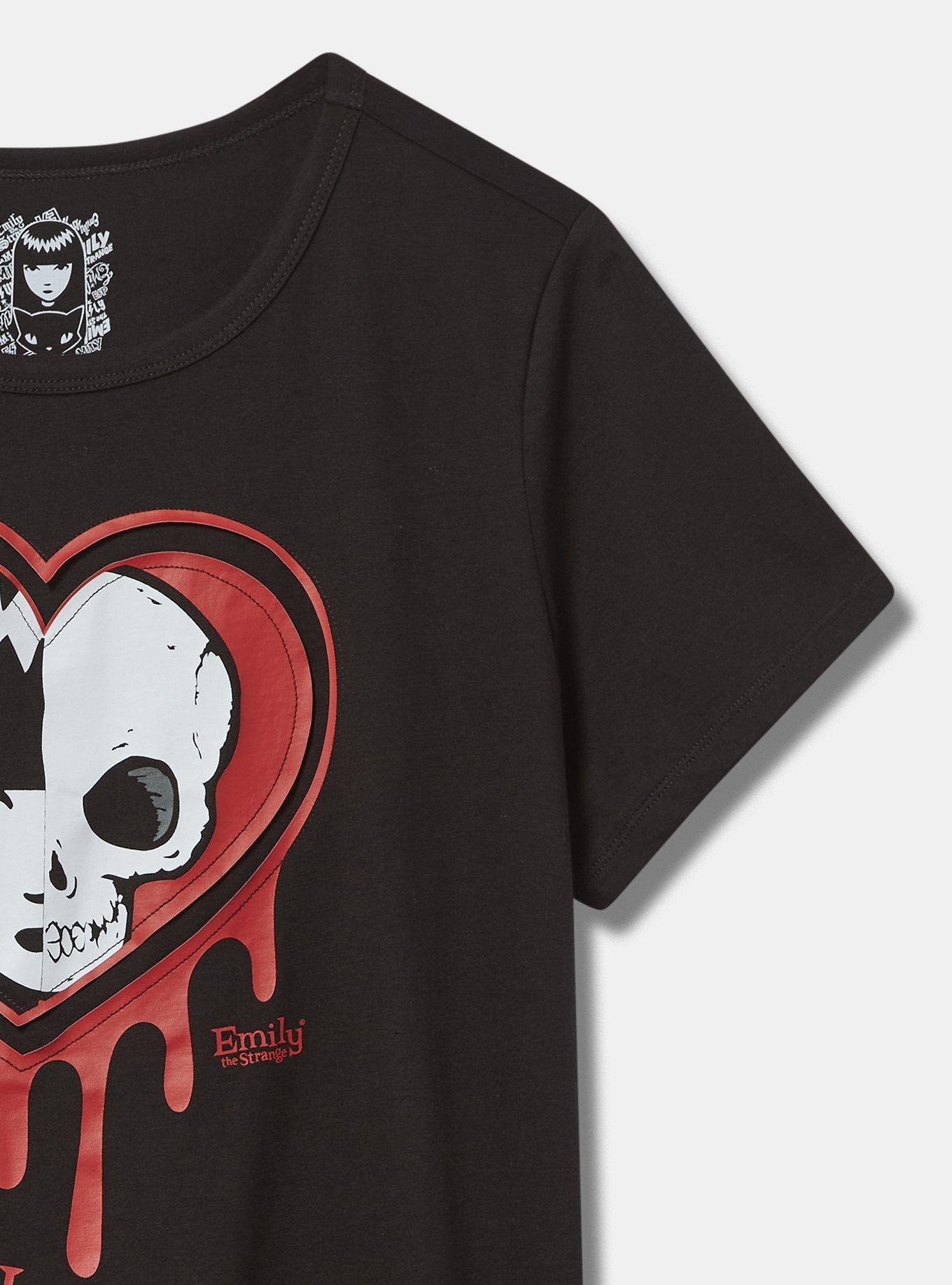 Emily The Strange Classic Fit Cotton Heart Cut Out Tee