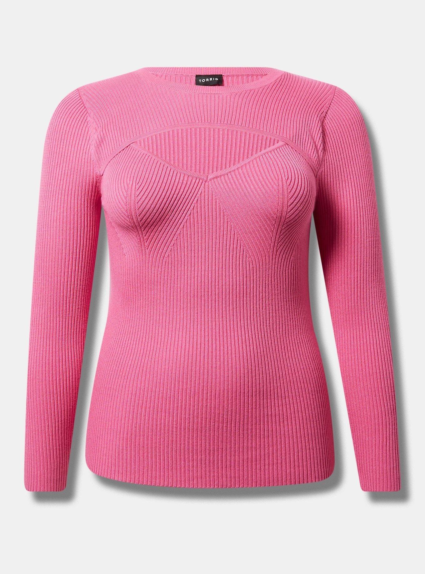 Pink Mock Neck, Heart Lines Sheer Top -  New Zealand