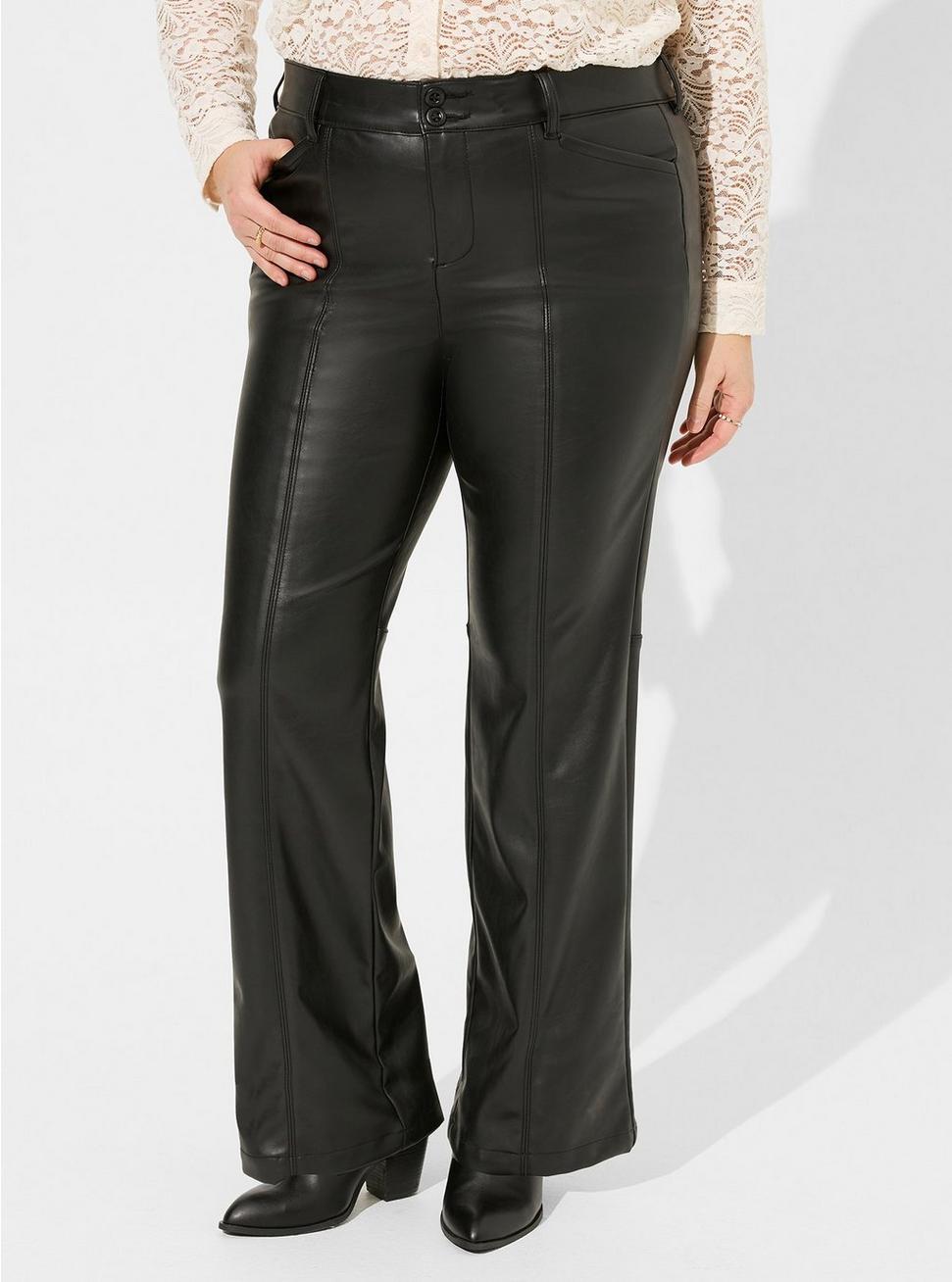 Plus Size - Pintuck Trouser Boot Faux Leather High Rise Pant - Torrid