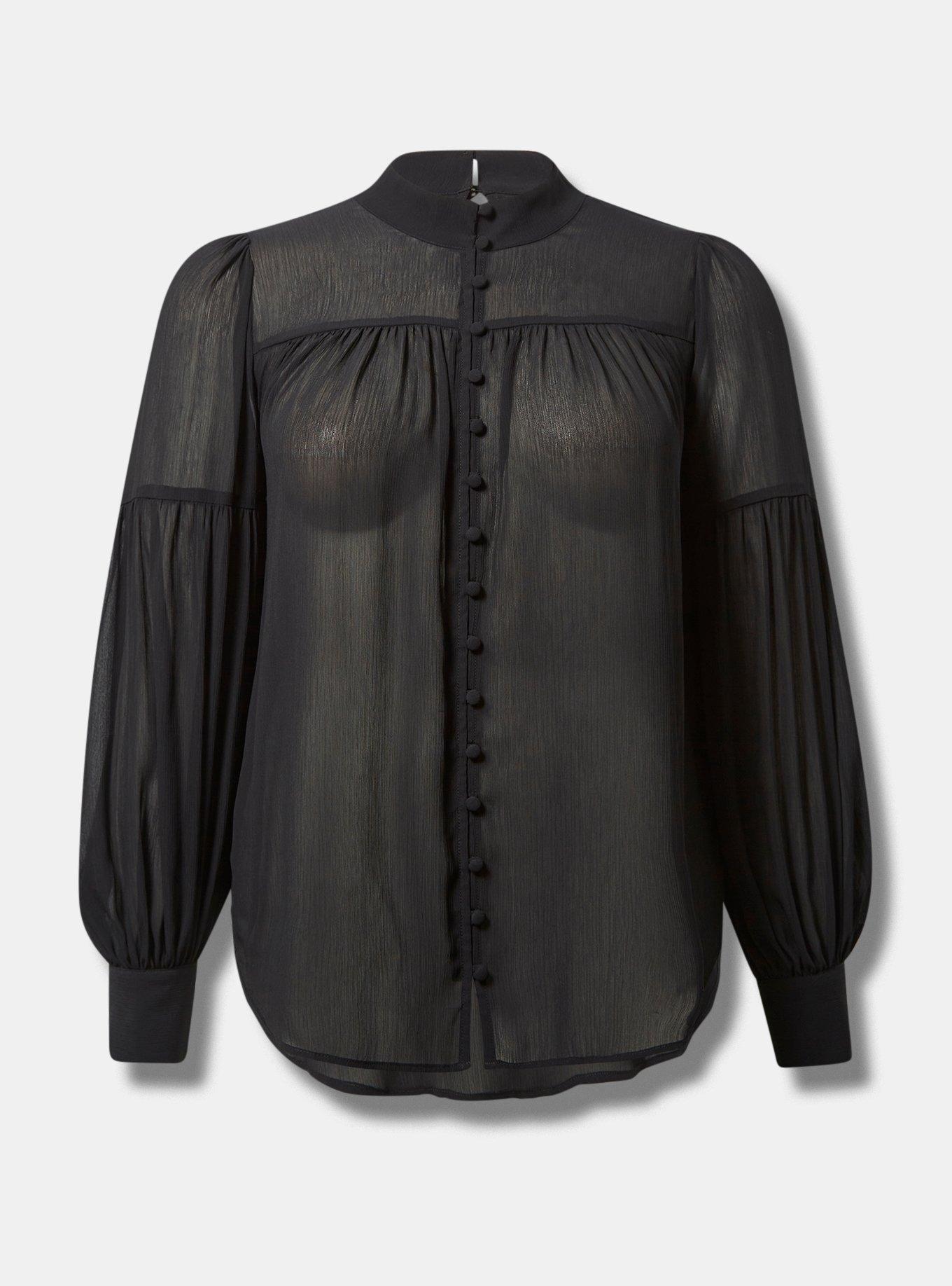 Plus Size - Chiffon Button Up Bishop Sleeve Blouse - Torrid