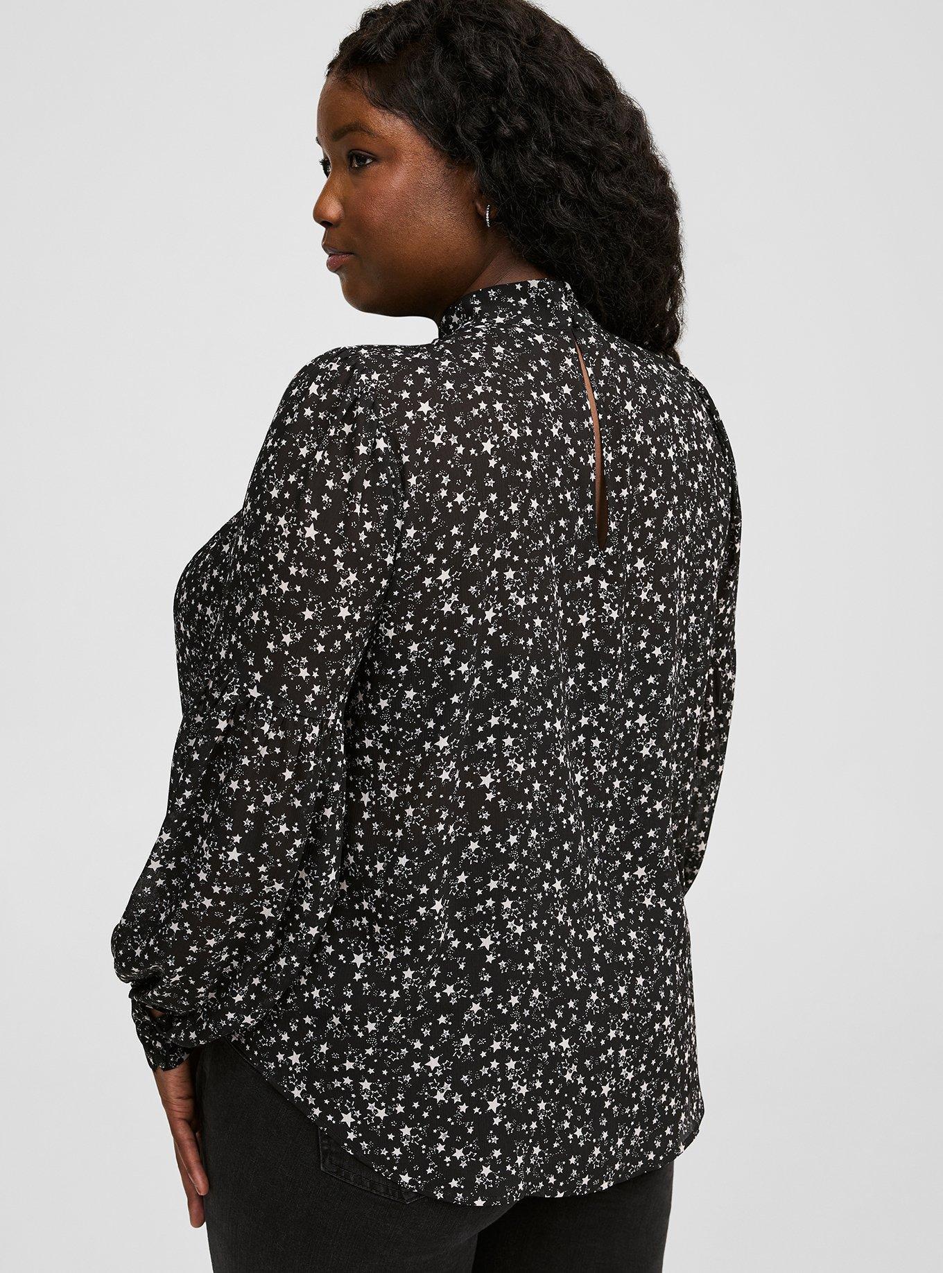 Chiffon Button Up Bishop Sleeve Blouse