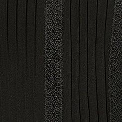 Washable Gauze Crochet Neck 3/4 Sleeve Blouse, DEEP BLACK, swatch