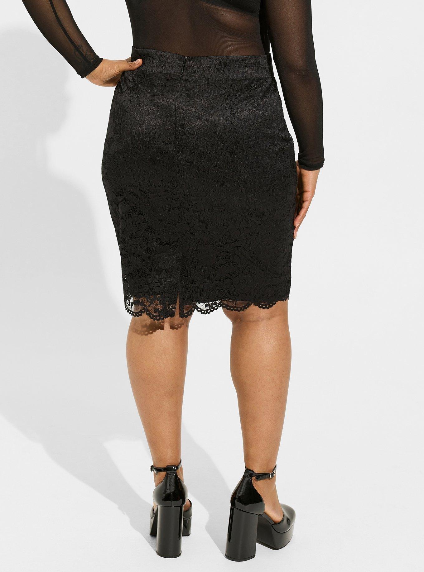 At The Knee Lace Pencil Skirt