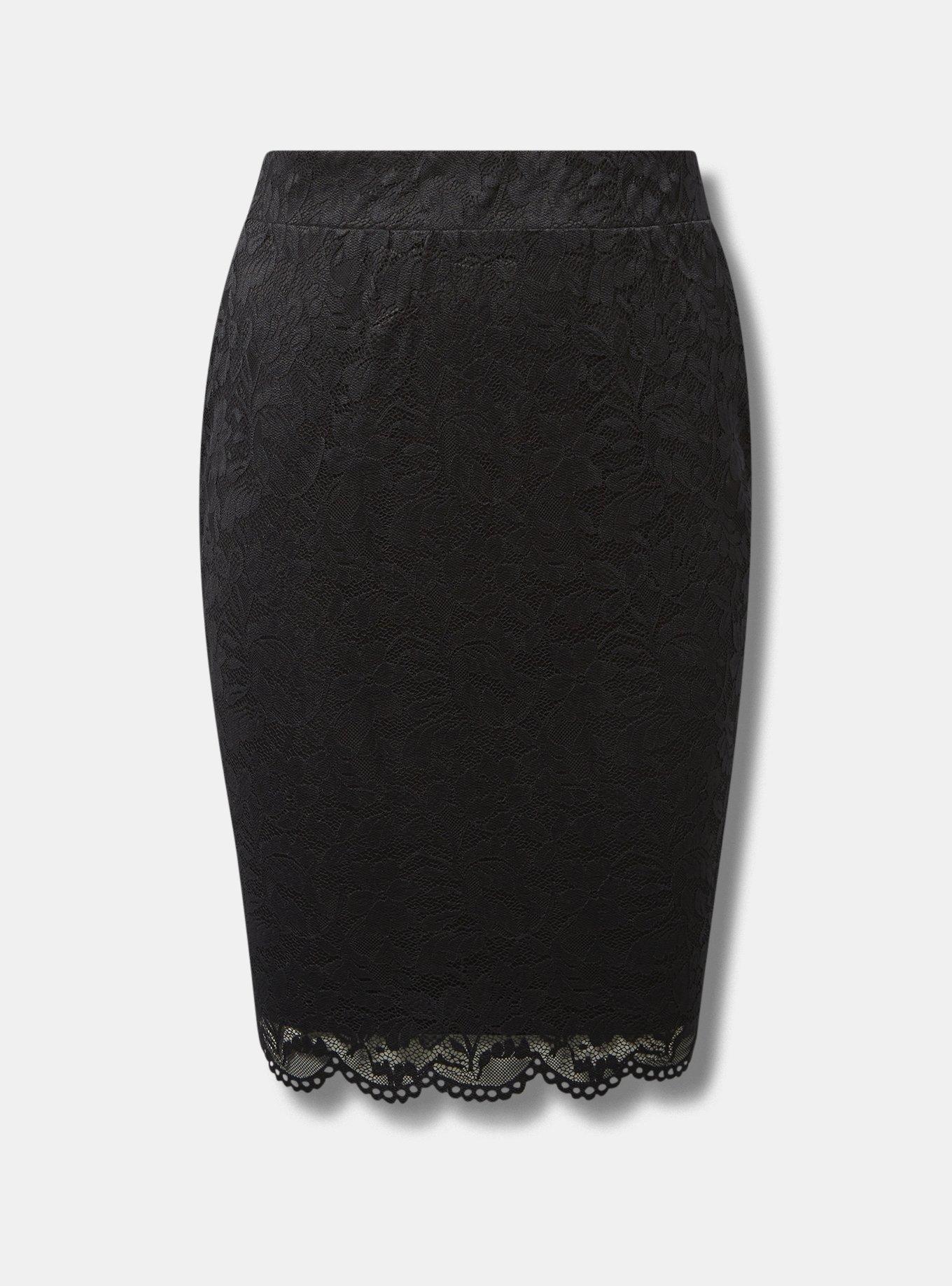 At The Knee Lace Pencil Skirt