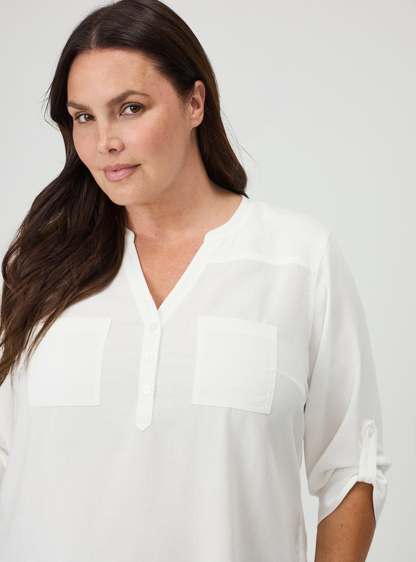 Harper Challis 3/4 Sleeve Top, CLOUD DANCER, alternate