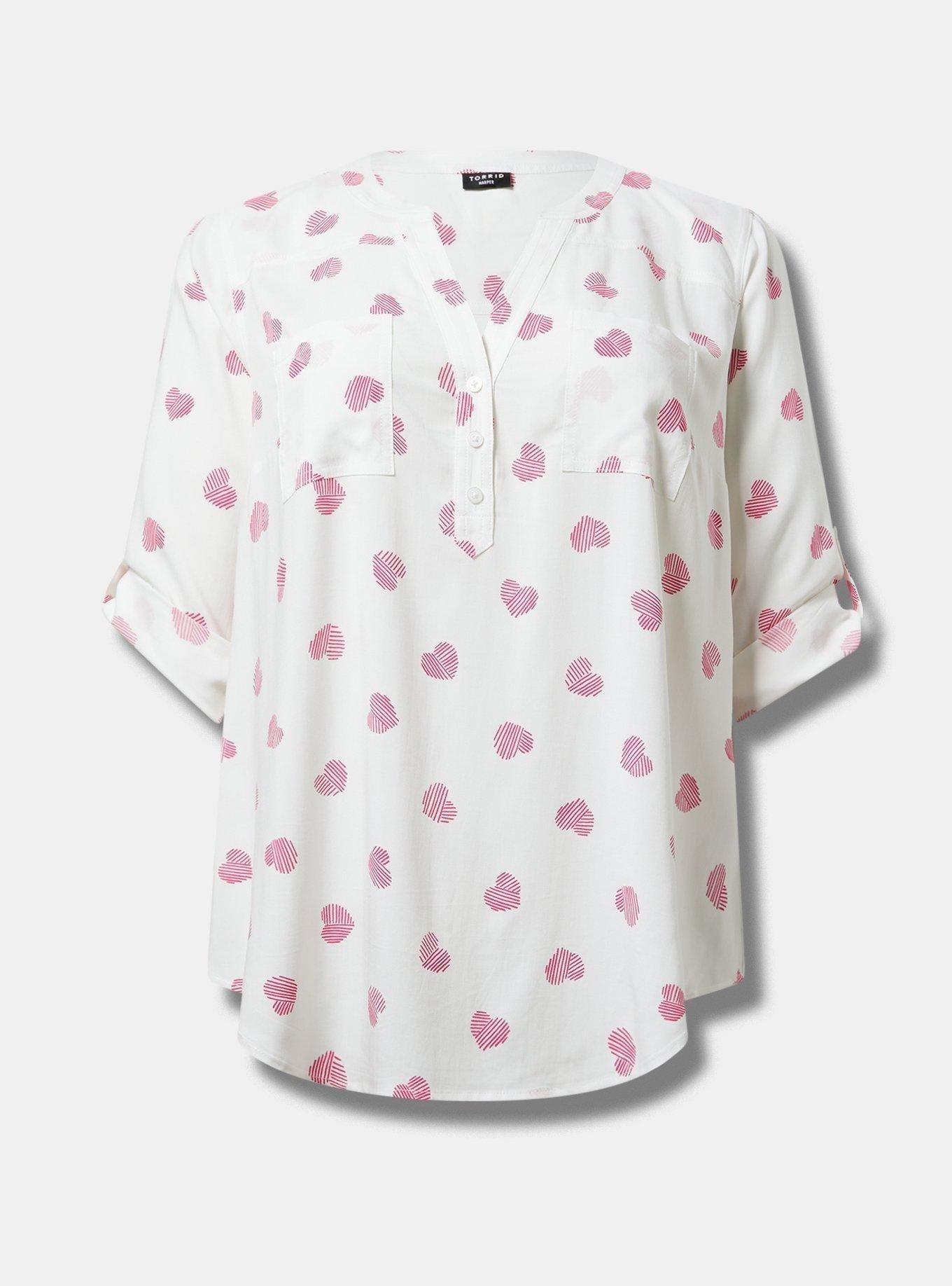 Disney Torrid Plus 4 Pink-Mauve Bambi Print V-Button Neck 3/4 Sleeve sale Blouse