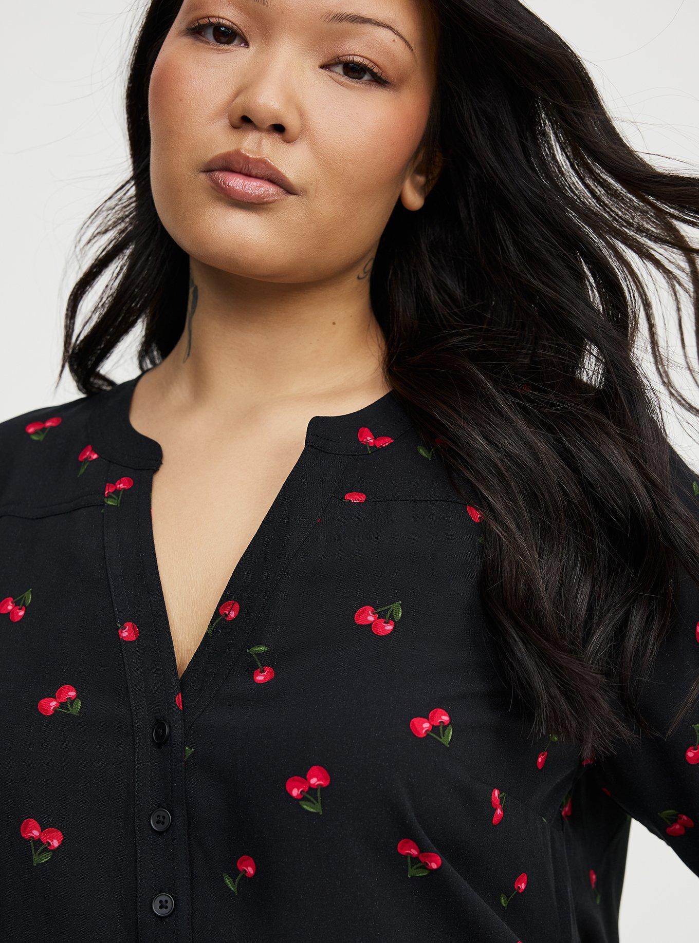 Harper Challis 3/4 Sleeve Top, MERRY CHERRY BLACK, alternate