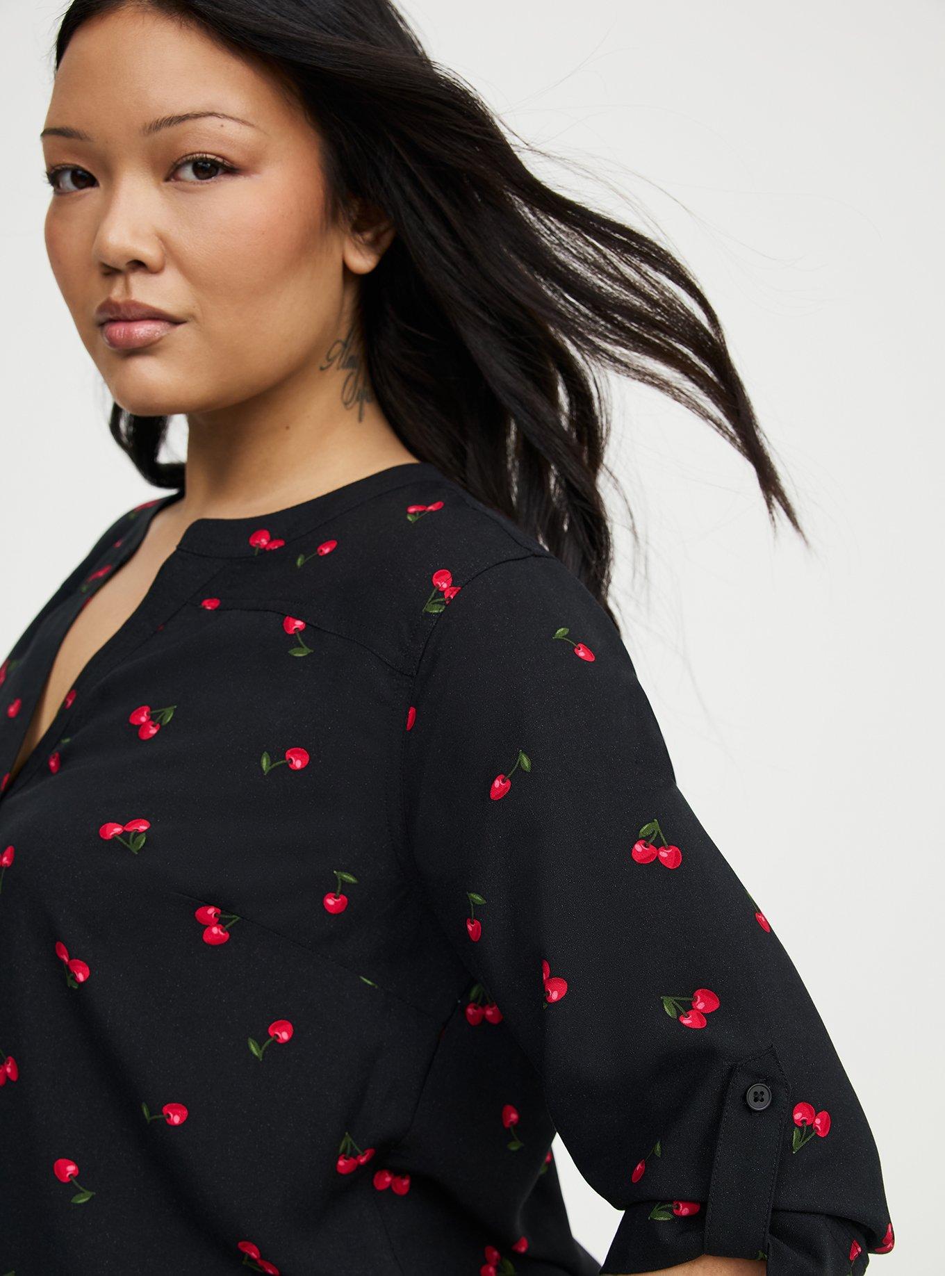 Harper Challis 3/4 Sleeve Top, MERRY CHERRY BLACK, alternate