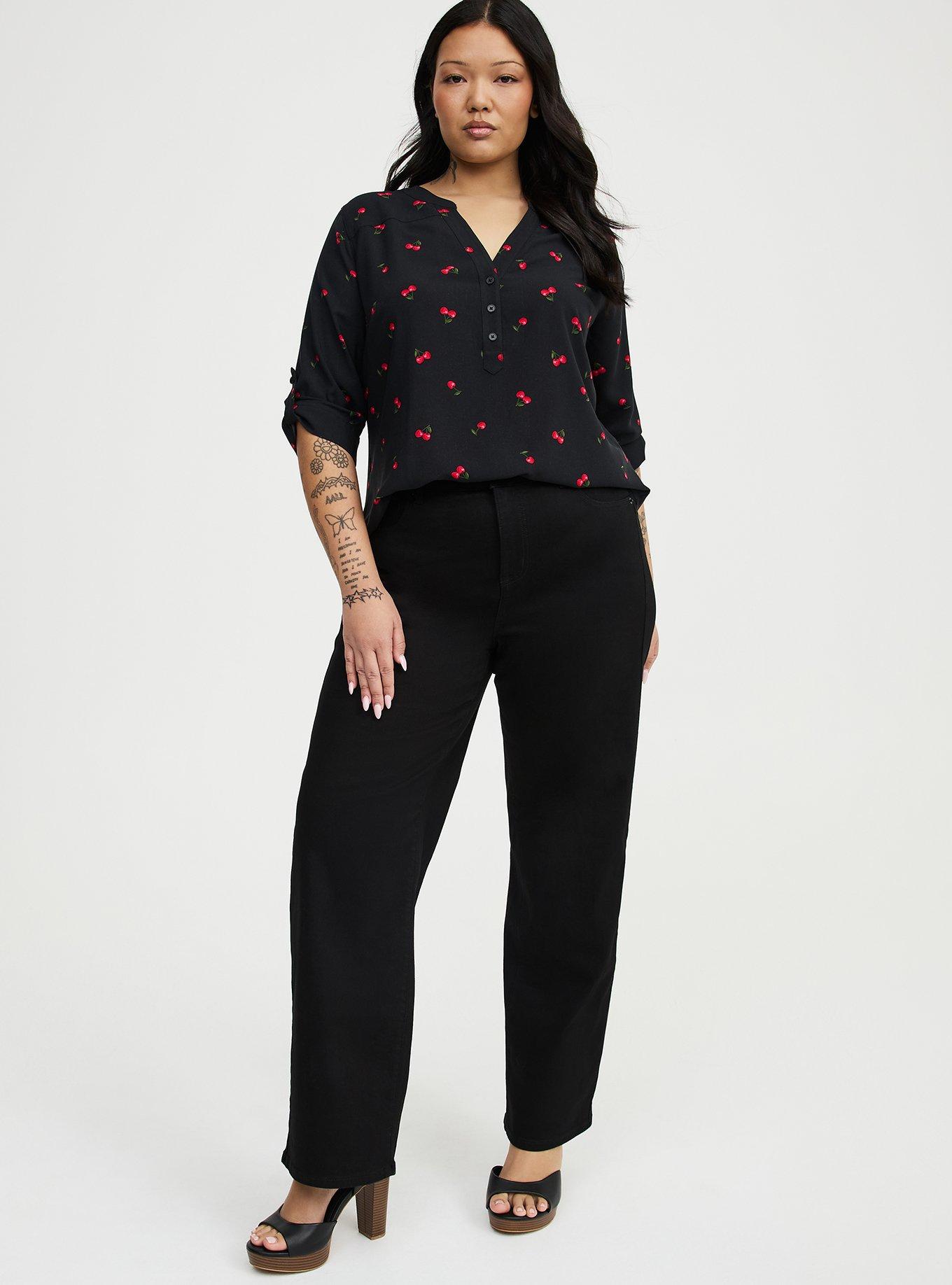 Harper Challis 3/4 Sleeve Top, MERRY CHERRY BLACK, alternate